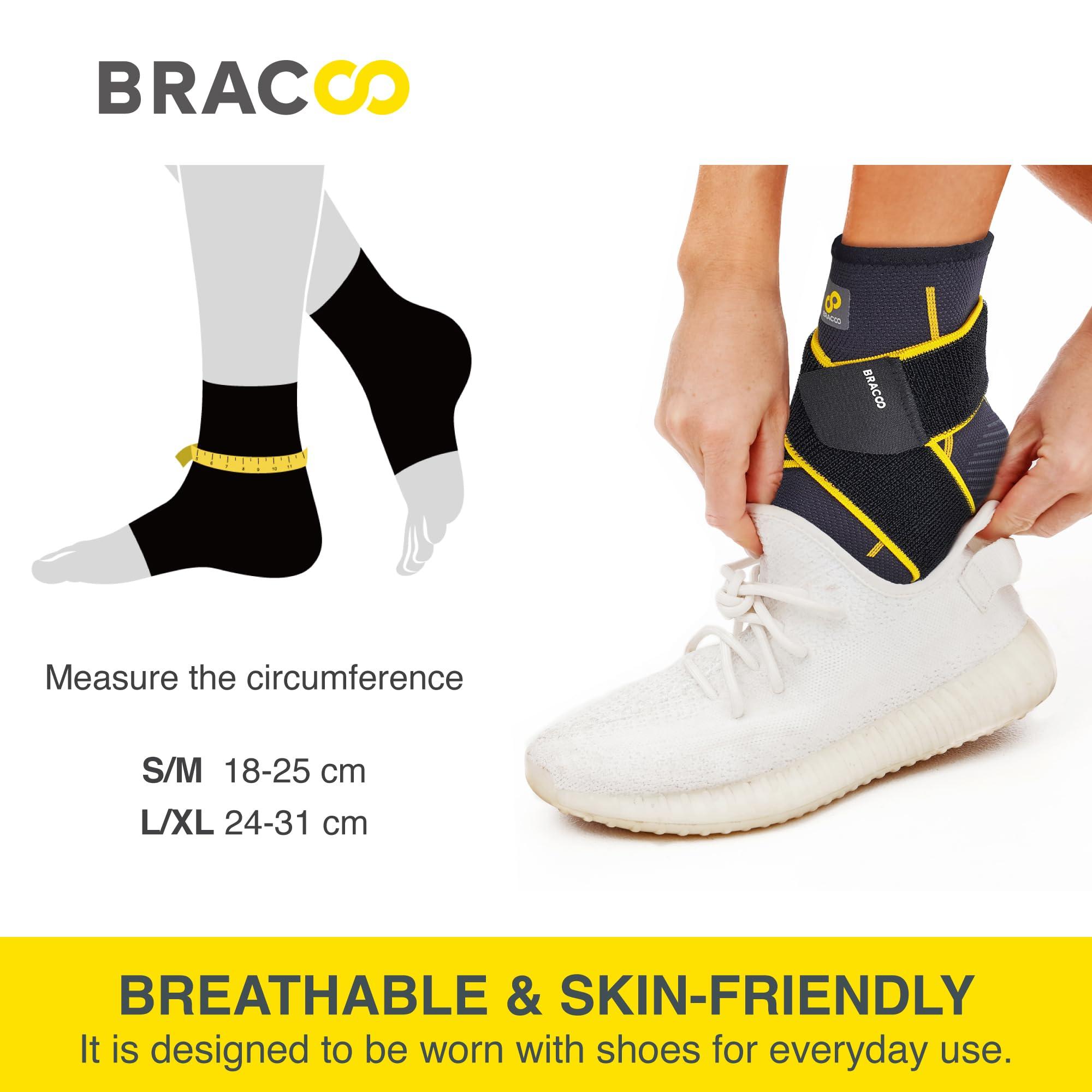 Bracoo Bracoo KS10 Adjustable Compression Knee Patellar Tendon Support Brace (Black) FS60 Ankle Airy Sleeve Brace, 1 Pair, Black (S/M)