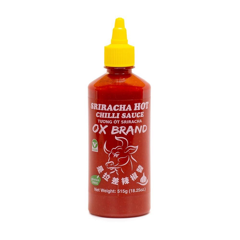 MISHIMA [MISHIMA] OX Brand Sriracha Hot Chili Sauce | Authentic Thai Flavor | Gluten-Free | Vegan | Halal-Certified | Spicy Culinary Delight (18.25oz x 1 Bottle)