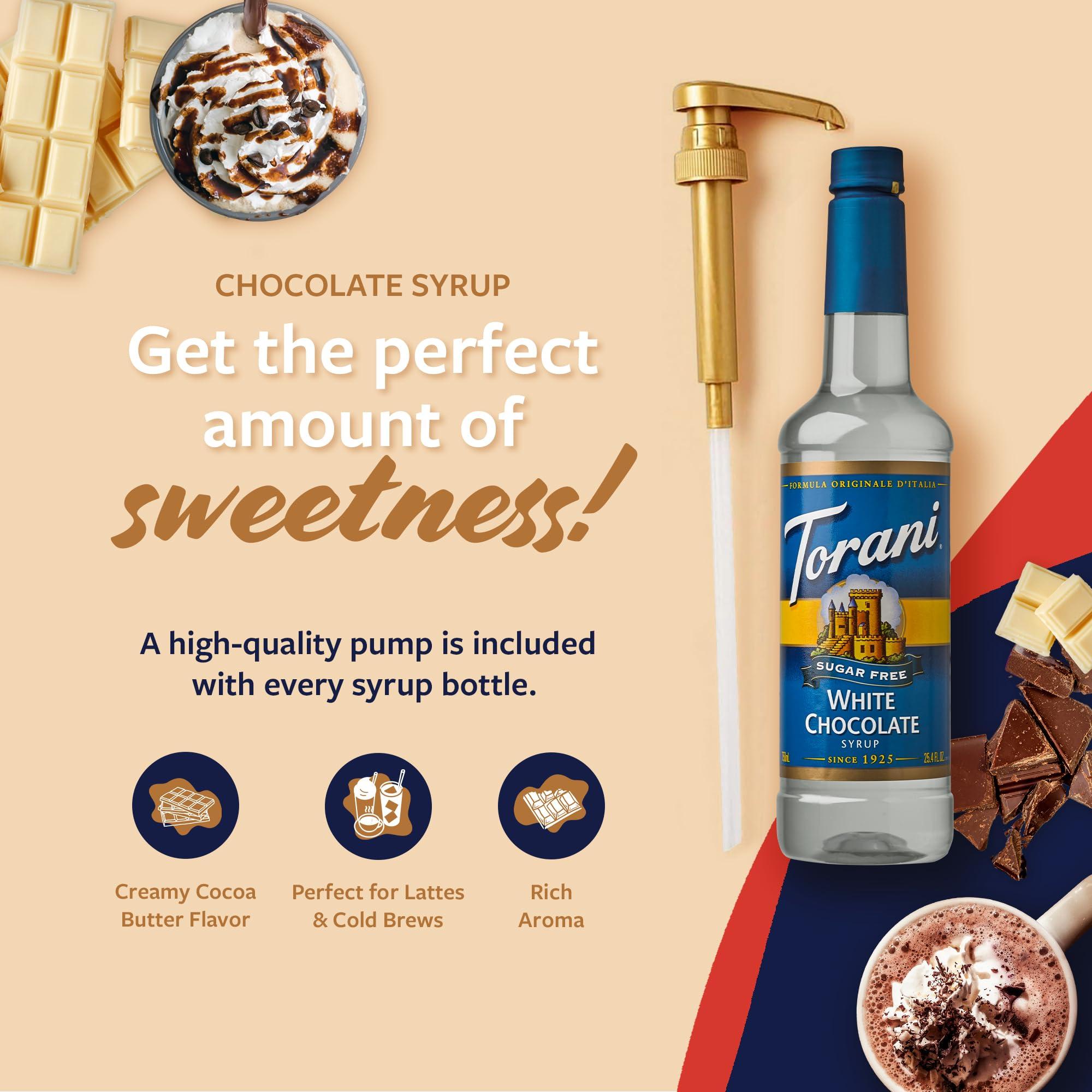 Torani Torani Sugar Free Coffee Syrup, White Chocolate Flavored Syrup for Drinks, Zero Calorie, Pump Included, 25.4 Fl Oz