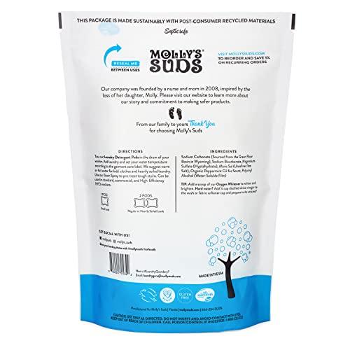 Molly's Suds Molly's Suds Peppermint Laundry Detergent Pods (120 Loads) & XL Wool Dryer Balls (White) Bundle