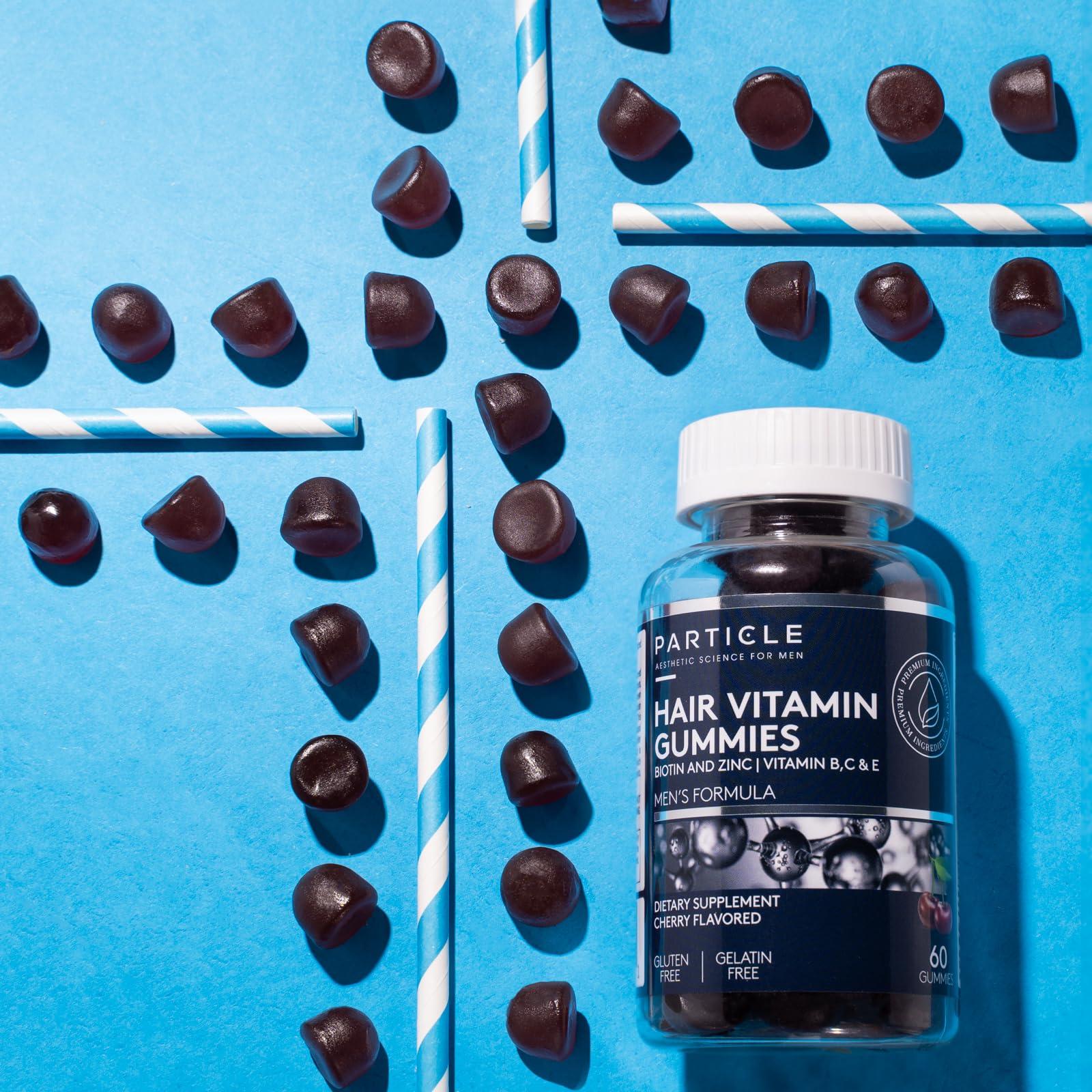 Particle Particle Hair Growth Vitamin Supplements with Biotin, Zinc, Vitamin A, C, E, and B12. Thickens Hair and Promotes Hair Growth. 60 Gummies, 1 Month Supply