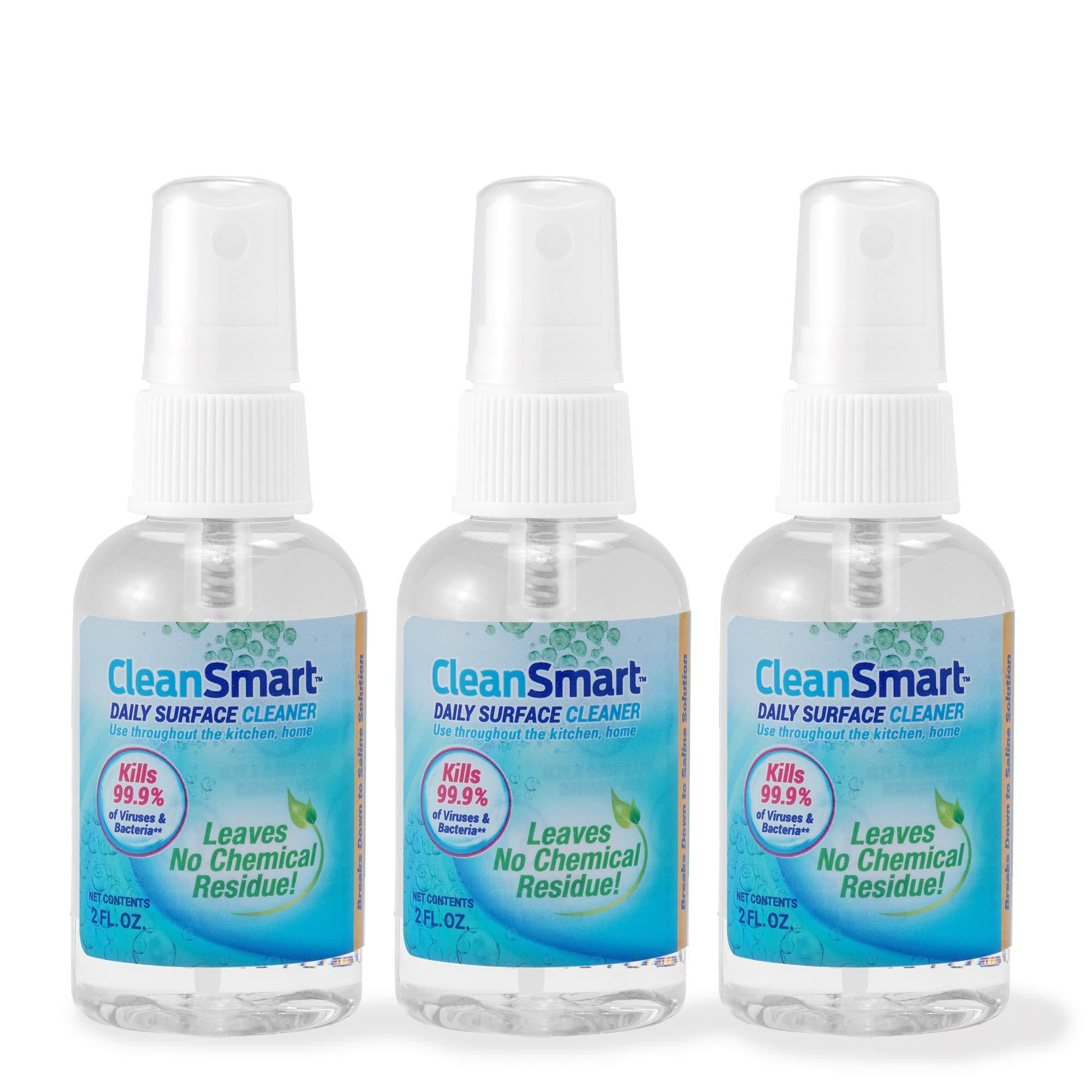 CleanSmart CleanSmart To Go Disinfectant Kills 99.9% of Viruses, TSA-Approved for Safe Travel, 2 oz Bottle (Pack of 3)
