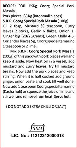 SRR SRR Coorg Pork Masalas , 100g X 10 ( 1kg - 2.2 Pounds) No Artificial colors and Flavors