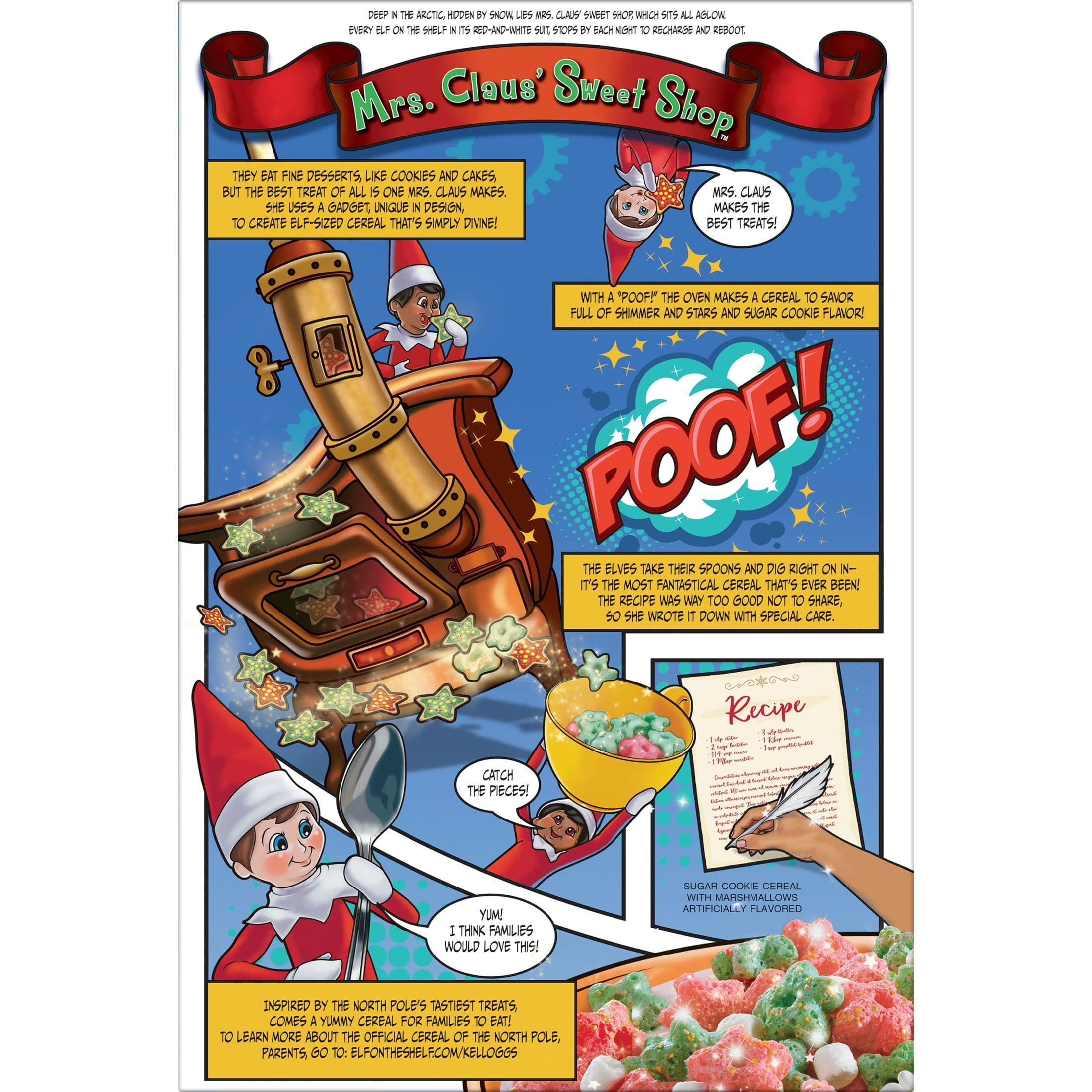 Kellogg's Kellogg\'s The Elf on the Shelf Breakfast Cereal, Christmas Snacks, Sugar Cookie with Marshmallows, 8.1oz Box (1 Box)