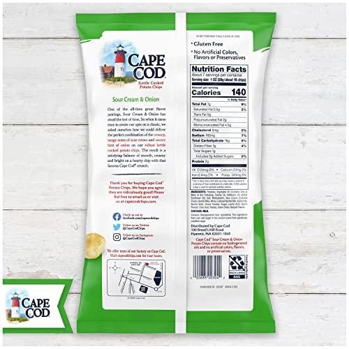 Cape Cod Cape Cod Potato Chips, Sour Cream and Onion Kettle Cooked Chips, 7.5 Oz