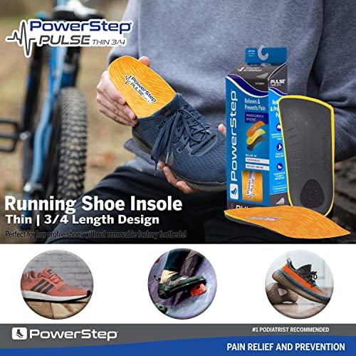 Powerstep Powerstep Pulse 3/4 Orthotics - Arch Support Inserts + Pain Relief for Cleats & Tight Running Shoes - Insoles for Plantar Fasciitis, Mild Pronation, and Shin Splints (M 12-13.5)