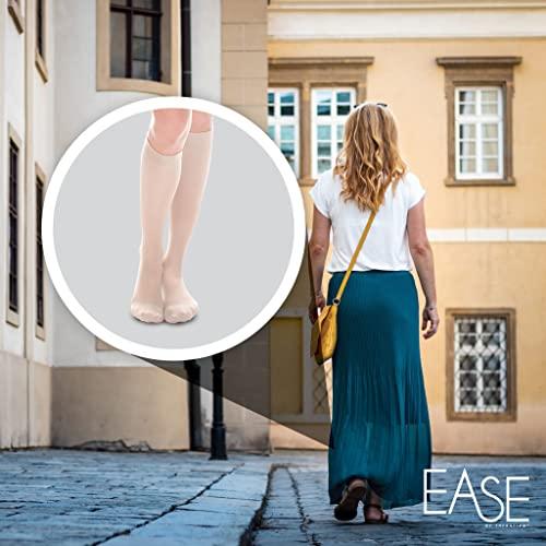 EASE BY THERAFIRM Sheer Ease Women's Knee High Support Stockings - 20-30mmHg Moderate Compression Nylons (Sand, Small Short)