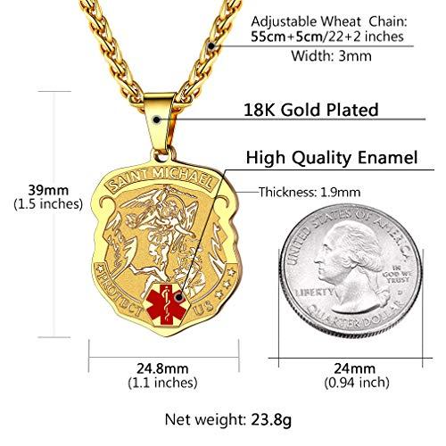 Supcare Supcare Diabetic Necklace for Men Gold Stainless Steel Necklace Engraved Necklace Medical Alert Necklace for Men Customizable Necklace