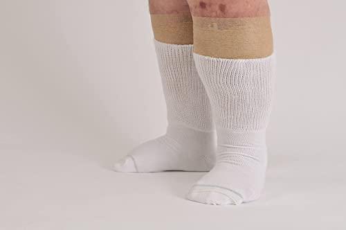 Extra-Wide Sock Company Extra Wide Medical Mid Calf Crew (Pack of 3), Diabetic Socks, Made in USA, for Men and Women (Large, Black)