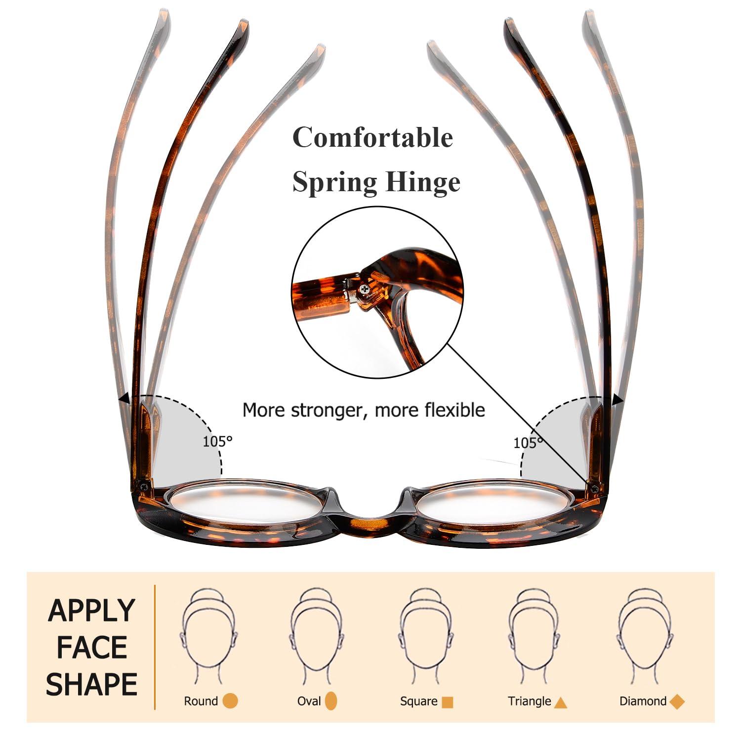 LUR LUR Oversized Round Reading Glasses for Women - 4 Pack Ladies Readers Large Frame +1.75