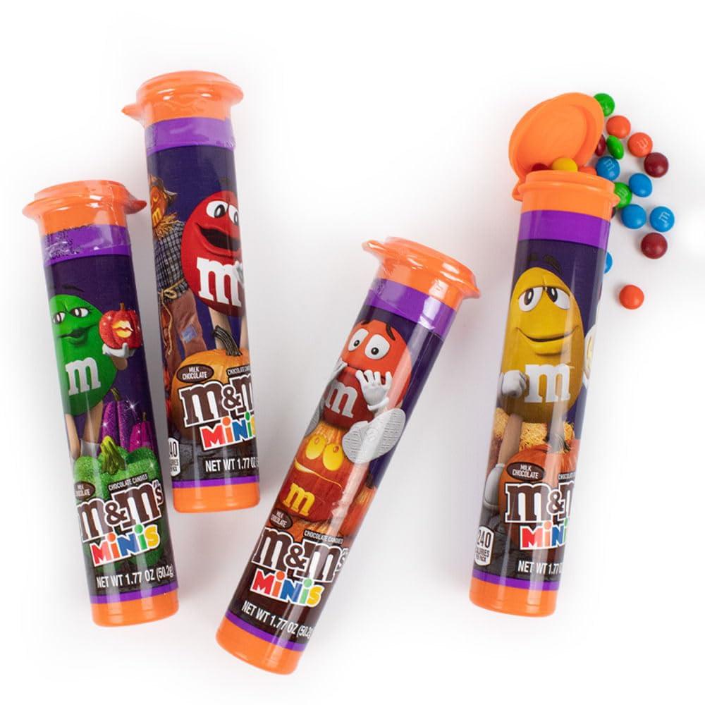 Just Candy 24 Pcs Halloween Candy M&M's Minis MIlk Chocolate Mega Tubes (24ct Box)
