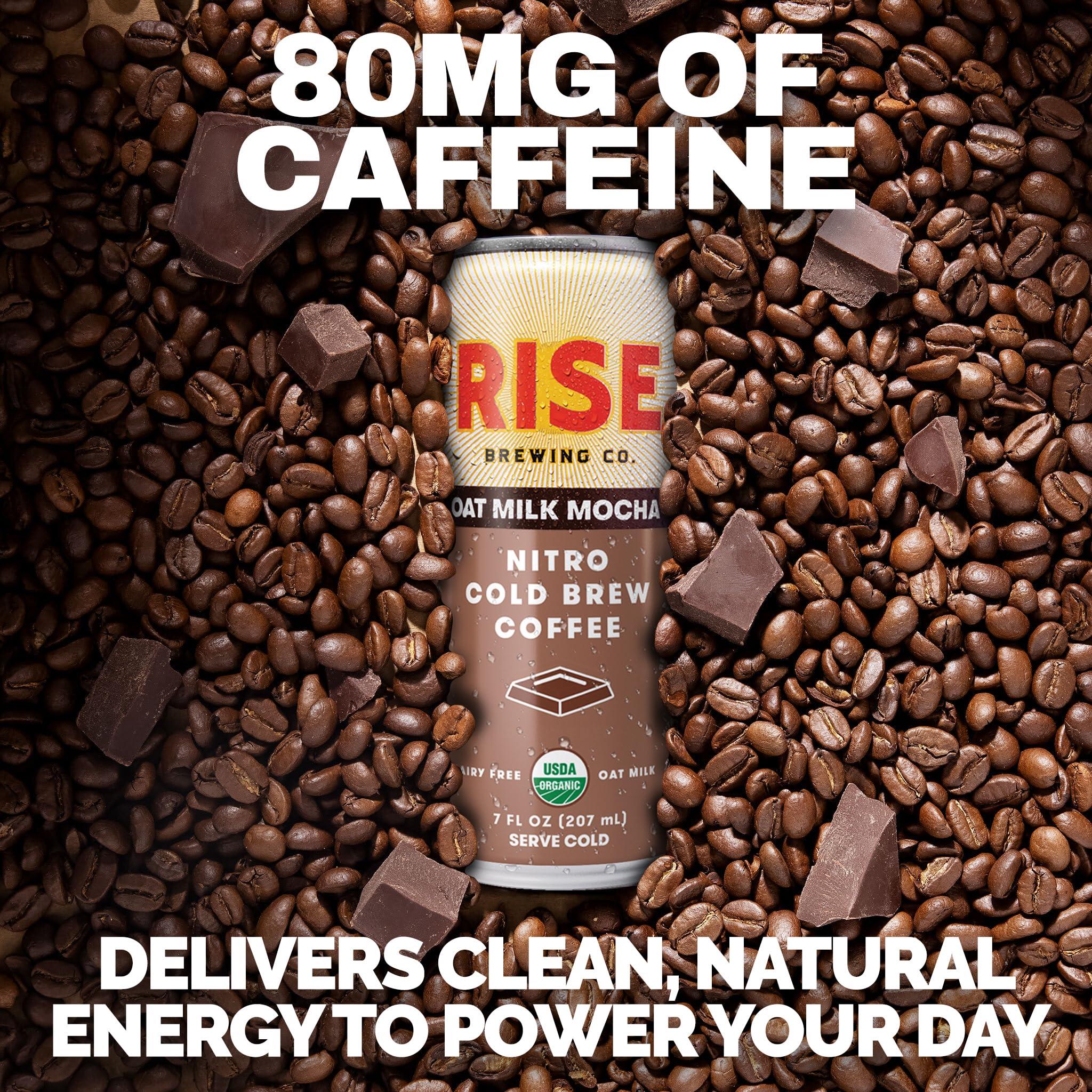 RISE Brewing Co. RISE Brewing Co. Oat Milk Mocha Nitro Cold Brew Coffee, No Sugar Added & No Dairy, Organic & Non-GMO, Low Acidity & Vegan, 7 Fl. Oz. Cans