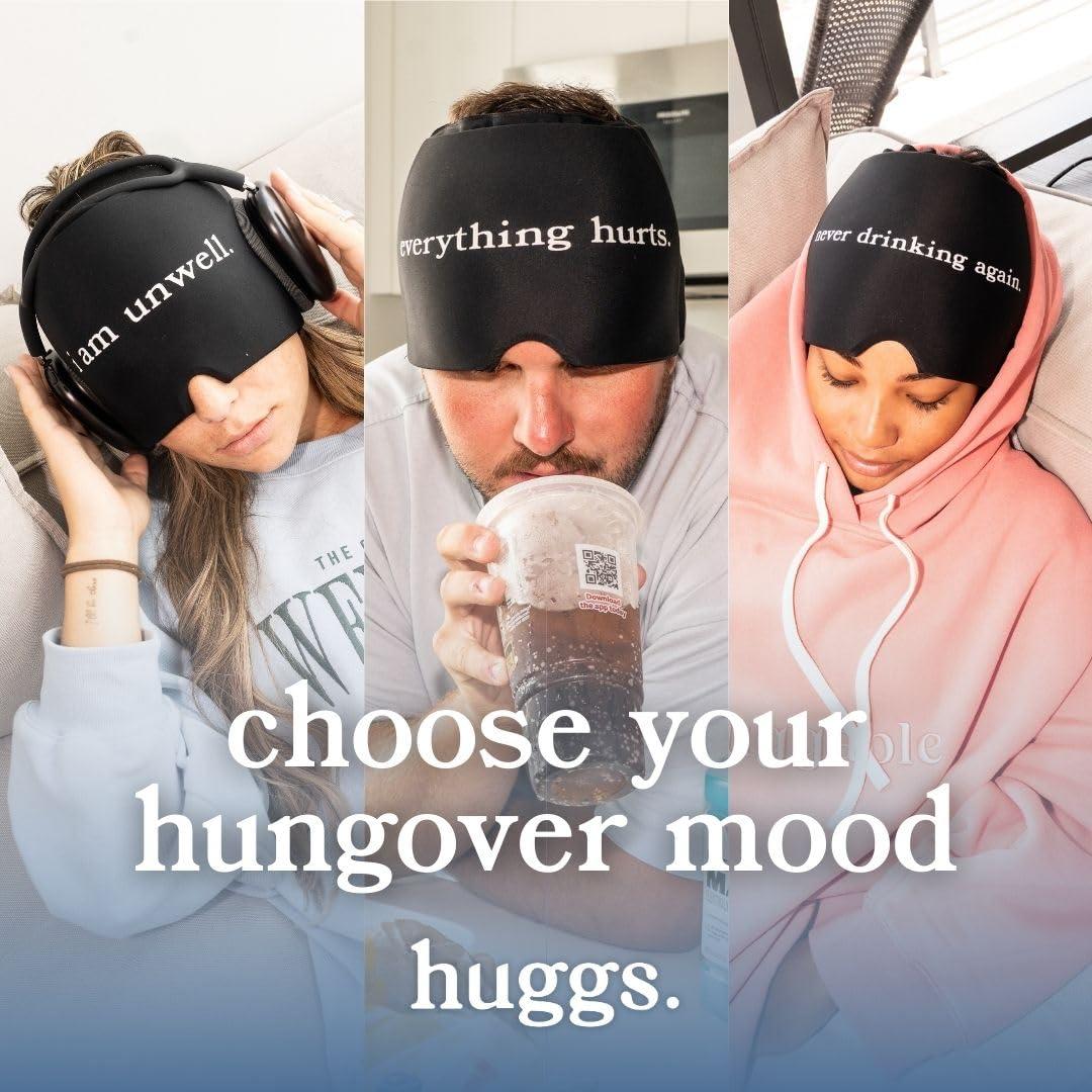 Huggs Huggs Migraine Relief Cap - I Am Unwell - Cooling Gel Head Wrap, Cold Compress Cap for Headache, Stress, & Tension