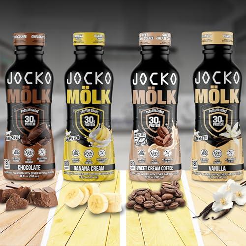 Jocko Fuel Jocko Mlk 30g Grass Fed Protein Shakes No Added Sugar Protein Drinks KETO Friendly - Ready to Drink 12 FL Oz (Pack of 12) Vanilla