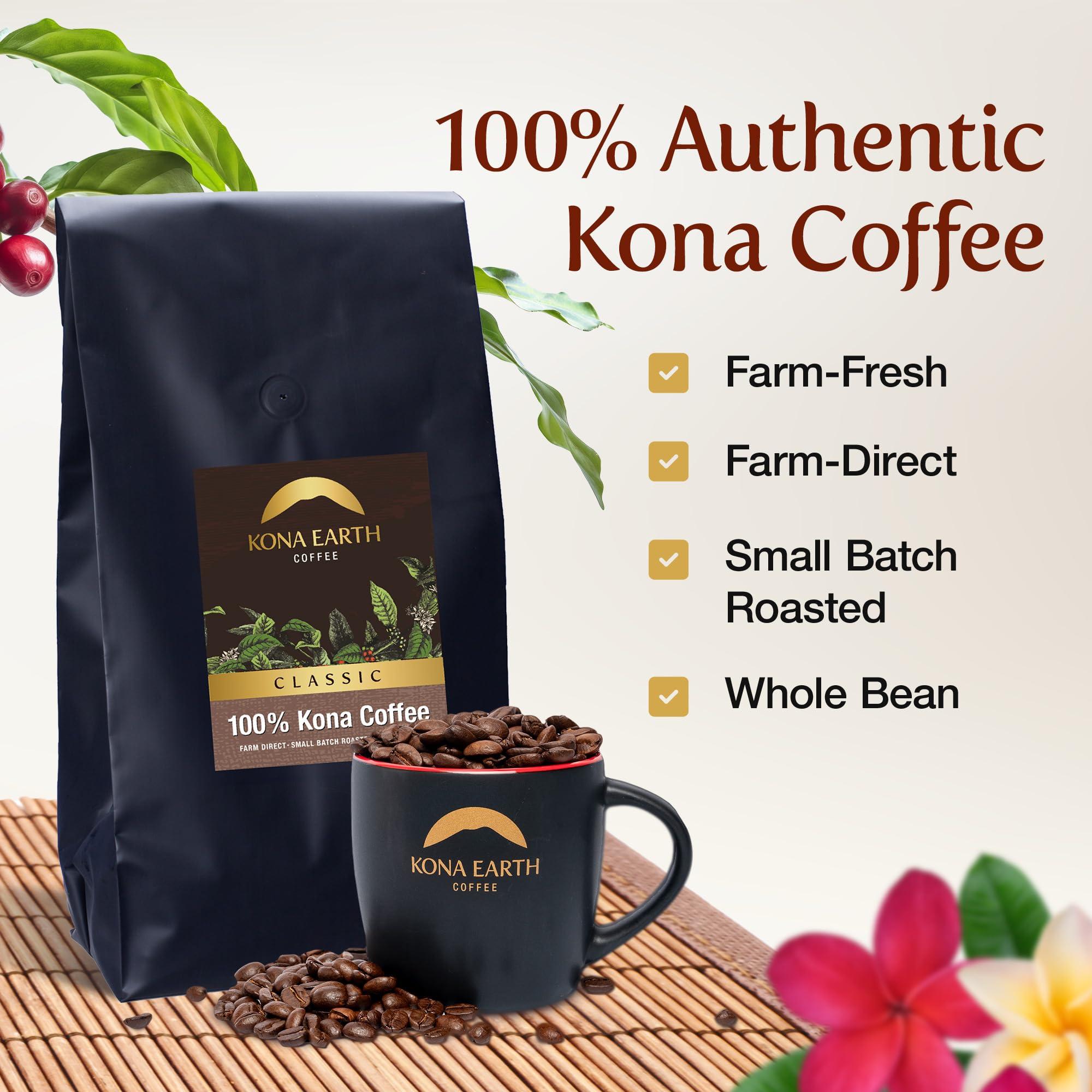 Kona Earth Kona Earth - Private Estate Farm Fresh, 100% Kona Coffee, Medium Dark Roast Coffee, Single-Estate Grown Micro-Batch-Roasted Whole Coffee Beans, 5 lbs. (Pack of 1)