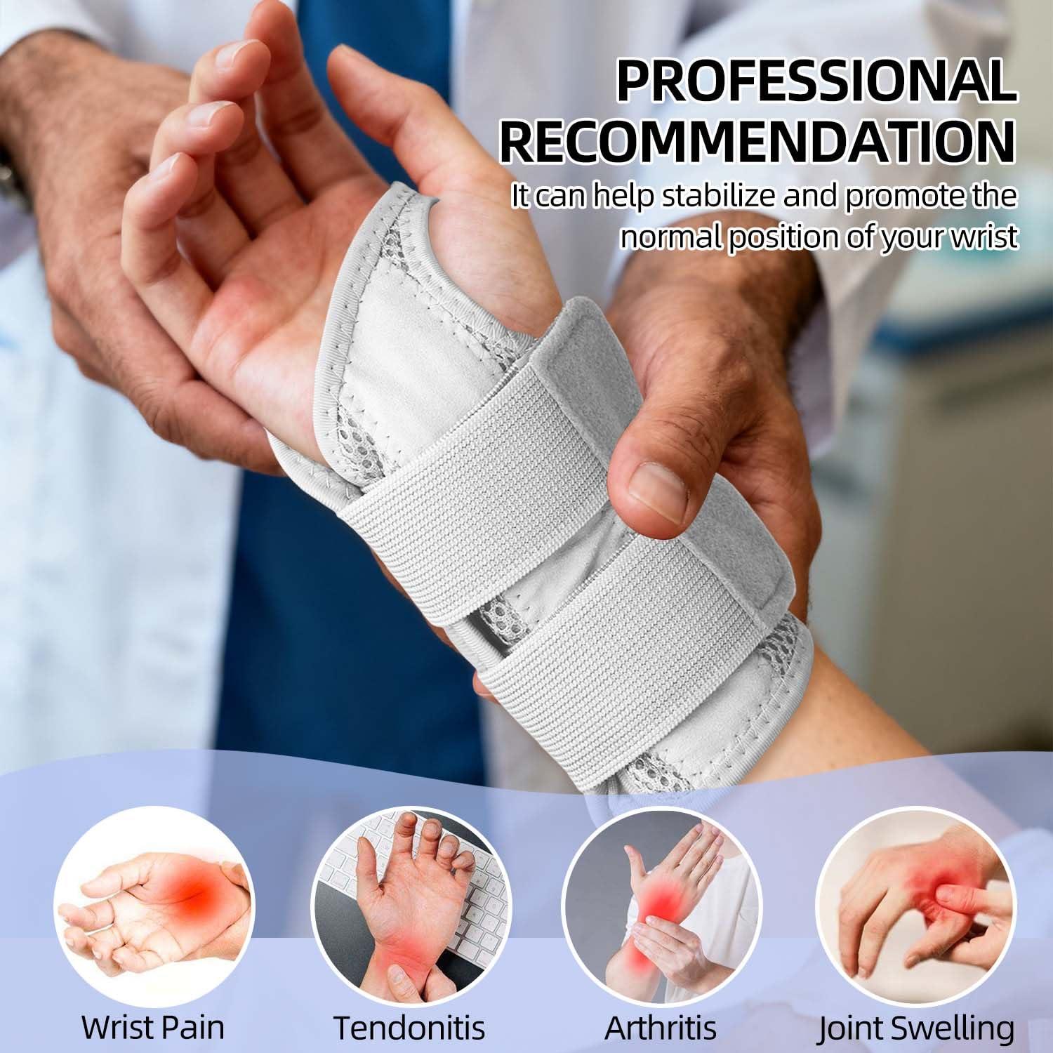 Kecartu Wrist Brace for Carpal Tunnel Pain Relief, Wrist Support Splint for Women Men,Sprain, Repetitive Strain, Adjustable Hand Brace for Sleeping Fits Right Left Hand for Arthritis (Grey, Left Hand, S/M)