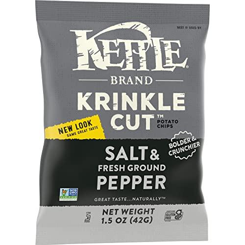 Kettle Brand Kettle Brand Potato Chips, Krinkle Cut, Salt & Fresh Ground Pepper Kettle Chips, 1.5 Oz (Pack of 24)