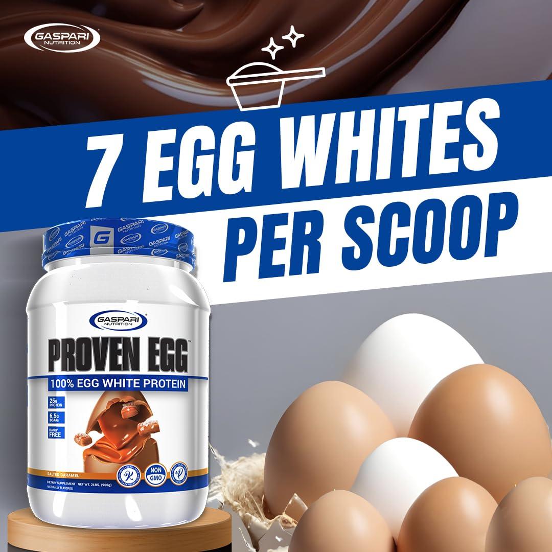 Gaspari Nutrition Gaspari Nutrition Proven Egg, 100% Egg White Protein, 25g Protein, Keto Friendly, Dairy Free, Lactose Free, Soy Free (1lb, Salted Caramel)