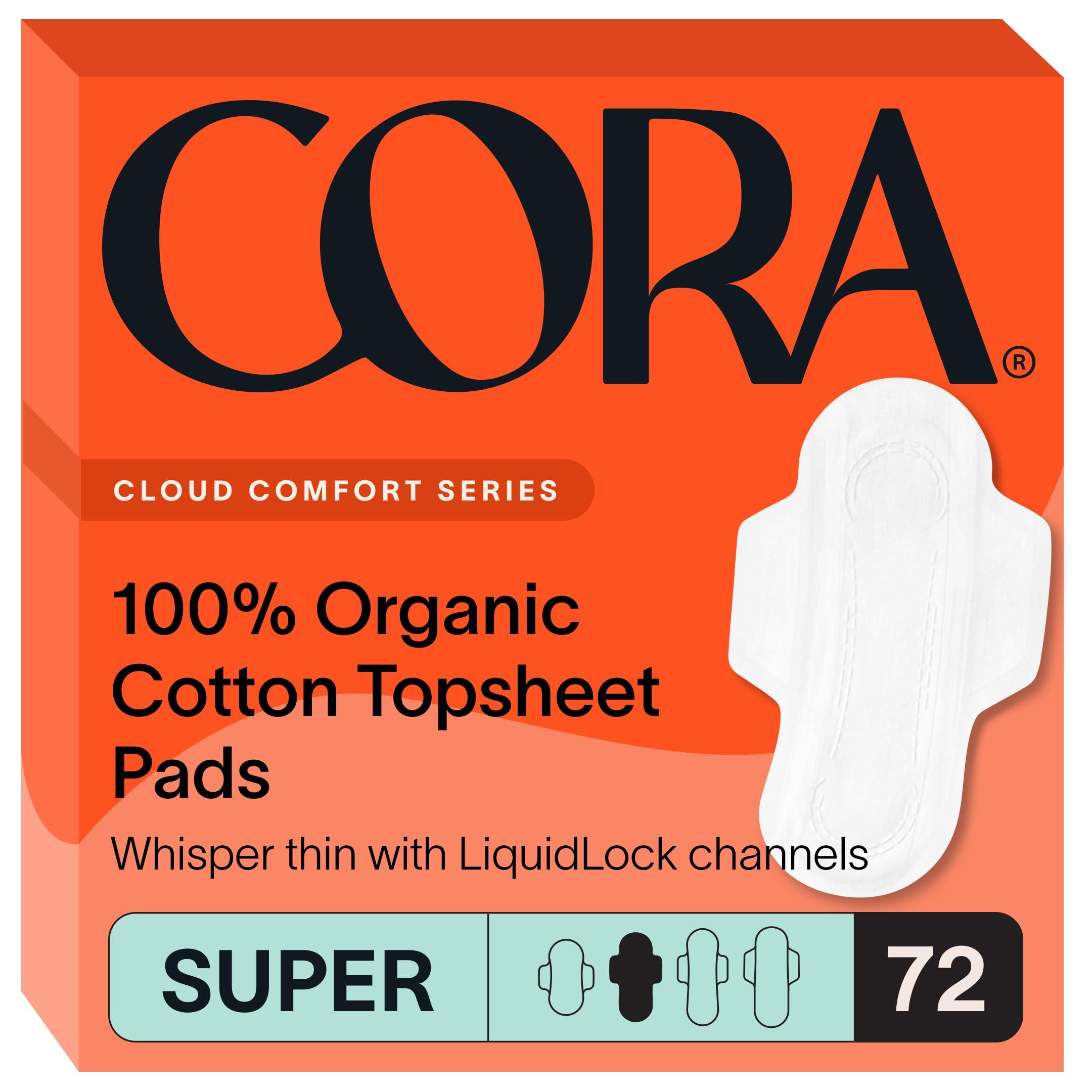 Cora Cora Organic Feminine Care | 72 Super Absorbency Pads and a Reusable Menstrual Disc | Medical Grade Silicone | Eco-Conscious | Bundle Pack