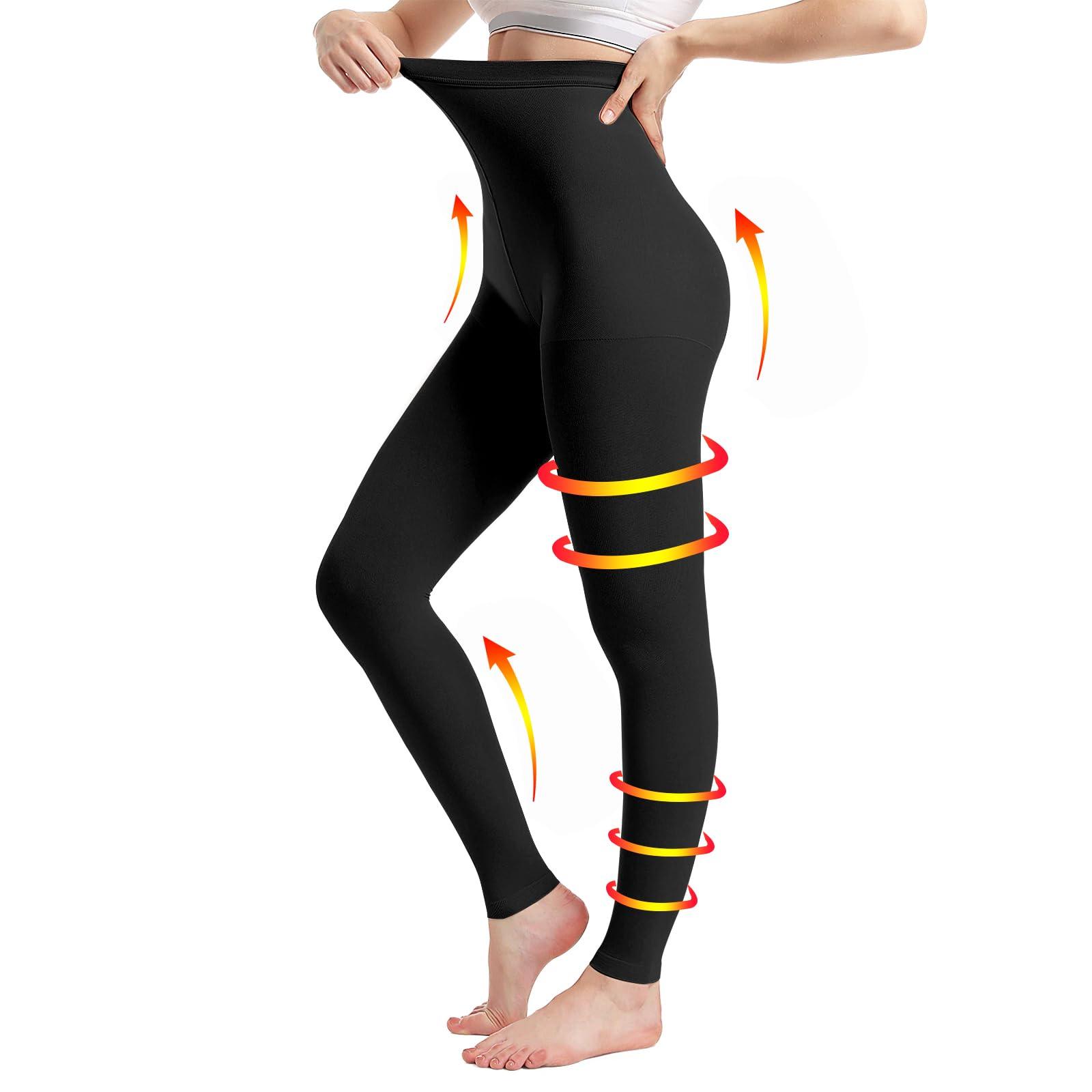 YISEMEYA Medical Compression Pantyhose for Women & Men, 20-30mmHg Graduated Support Tights, Opaque Footless High Waist (Black, L)