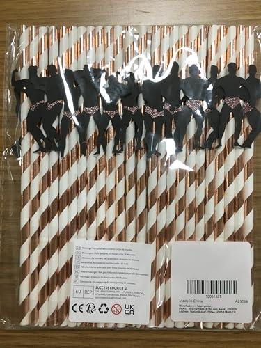 KINBOM 24pcs Bachelorette Party Decoration Straws Confetti Bachelorette Party Supplies Funny Drinking Straws for Adults, Party Favors, Ladies Bridal Shower Straws (Rose Gold)