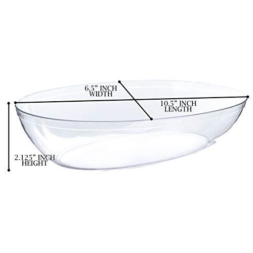 PLASTICPRO PLASTICPRO Disposable Oval Serving Bowls, Party Snack or Salad Bowl, 32-Ounce, Plastic Crystal Clear Pack of 8