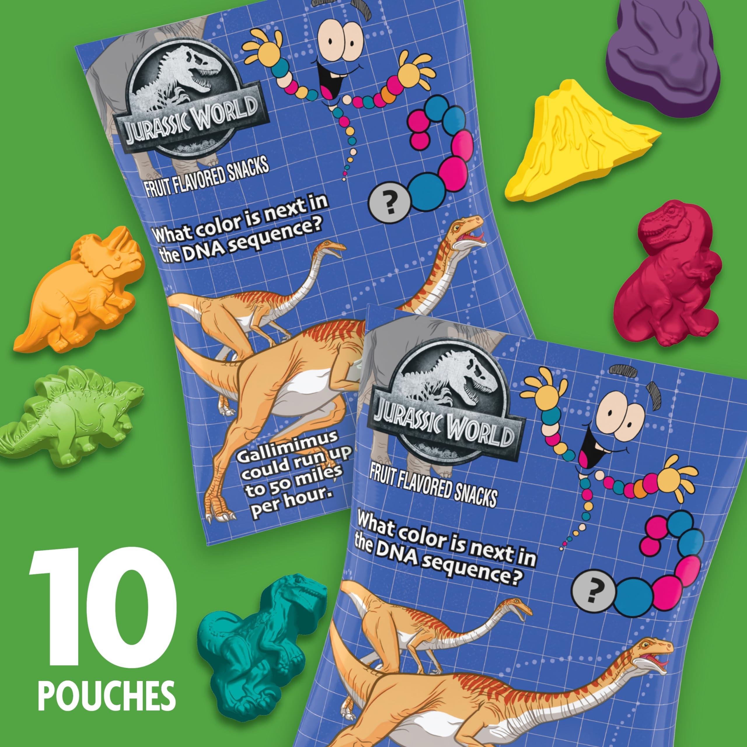 General Mills Jurassic World Fruit Flavored Snacks, Treat Pouches, Gluten Free Snack, 10 Ct, 8 oz