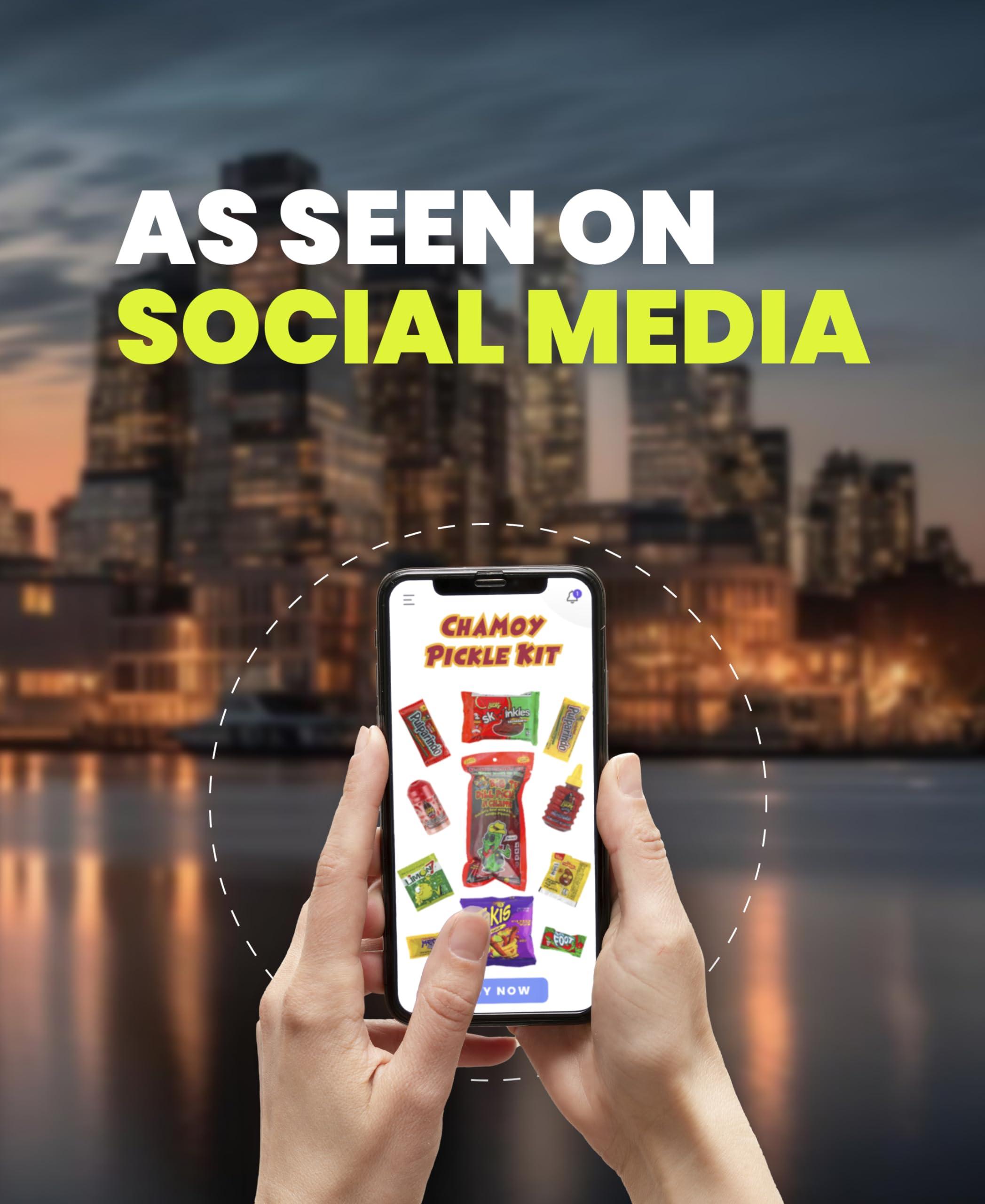 LookOn Original Chamoy Pickle Kit, Ready to Make the Famous TikTok Trend, Includes Alamo Dill Pickle, Baby Lucas, Lucas Gusano, Skwinkles Salsaghetti, Tajin & Pulparindo by LookOn