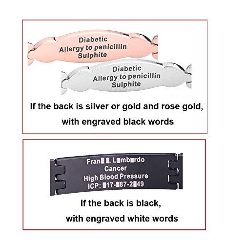LinnaLove LinnaLove Free Engraving Titanium Medical Alert id Bracelets for Men(8.5")