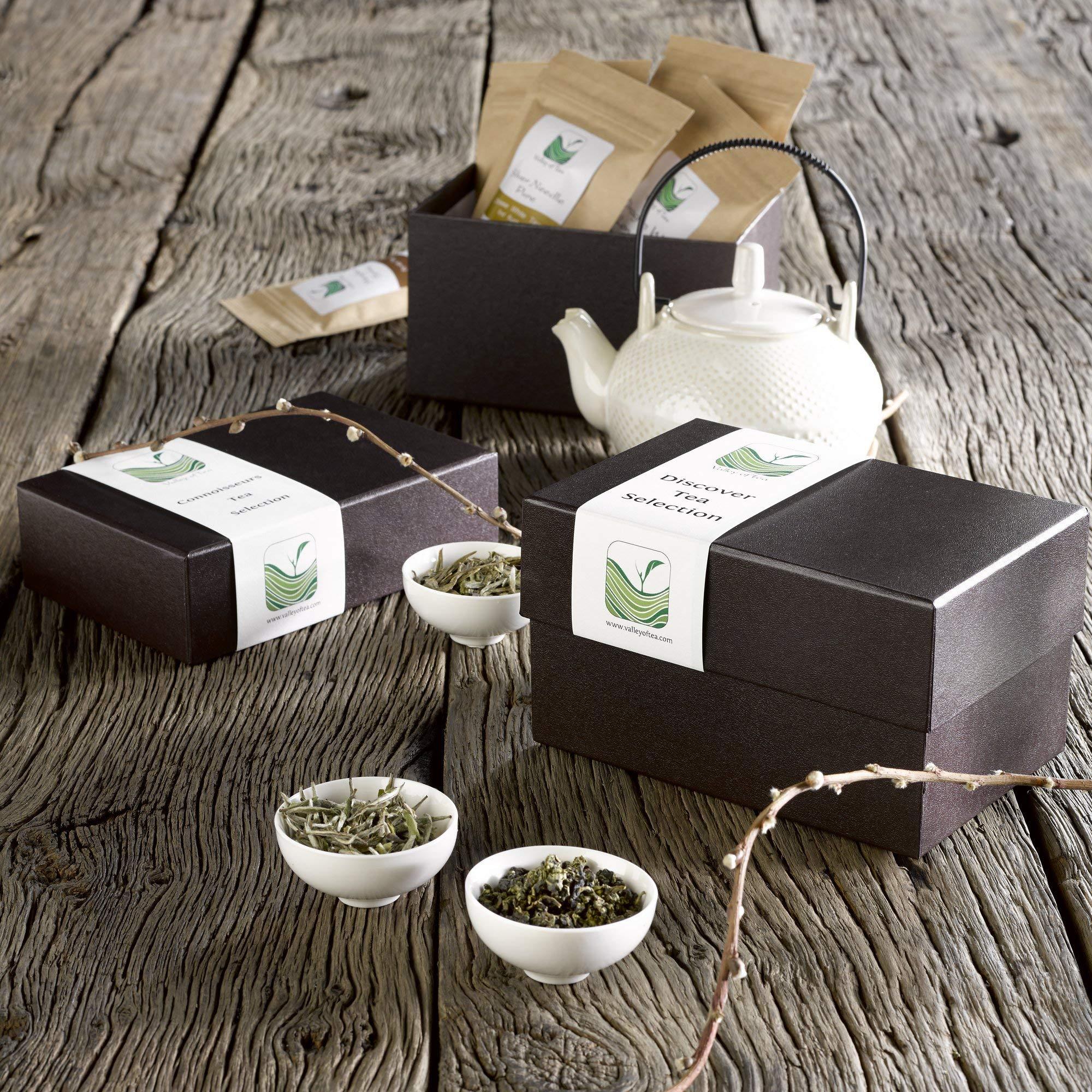 Valley of Tea Tea Lovers Gift Box Discover - Luxury Loose Leaf Tea Variety Pack - Specialty Teas Gift Basket - Luxury Gourmet Tea Assortment Samplers - Samples Loose Leaf Tea Gift Set Tea Sampler Gift Set