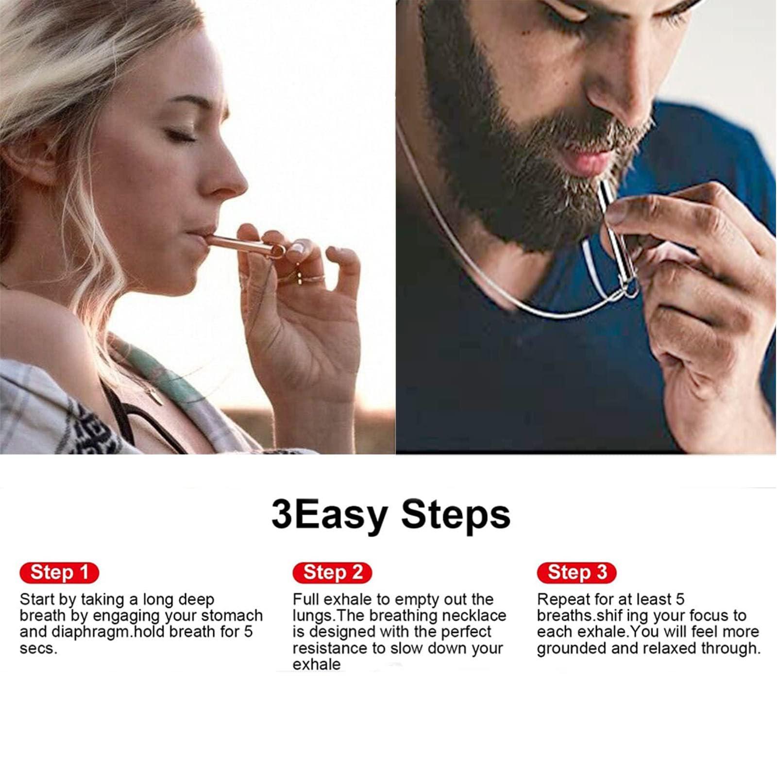 VICUSSE VICUSSE Stainless steel Mindful Breathing Necklace, Anxiety Relief Items,Anxiety Necklace,Necklace for Anxiety, Stress, Panic Attack Relief Meditation Tools (E)