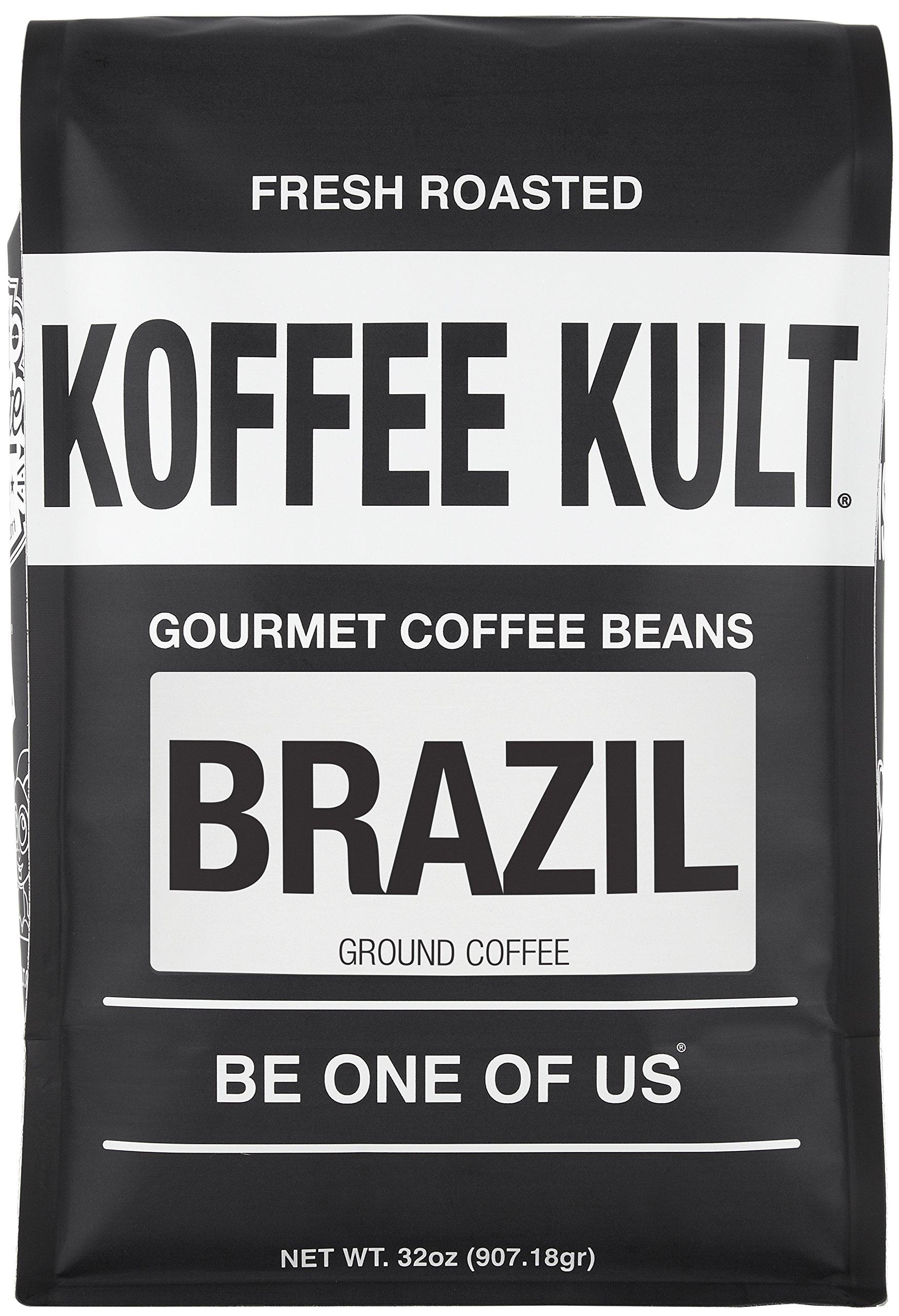 Koffee Kult Koffee Kult Medium Roast Brazil Coffee Beans - 100% Single Origin Brazilian Coffee - Fresh Artisan Roasted (Whole Bean, 32oz bag)
