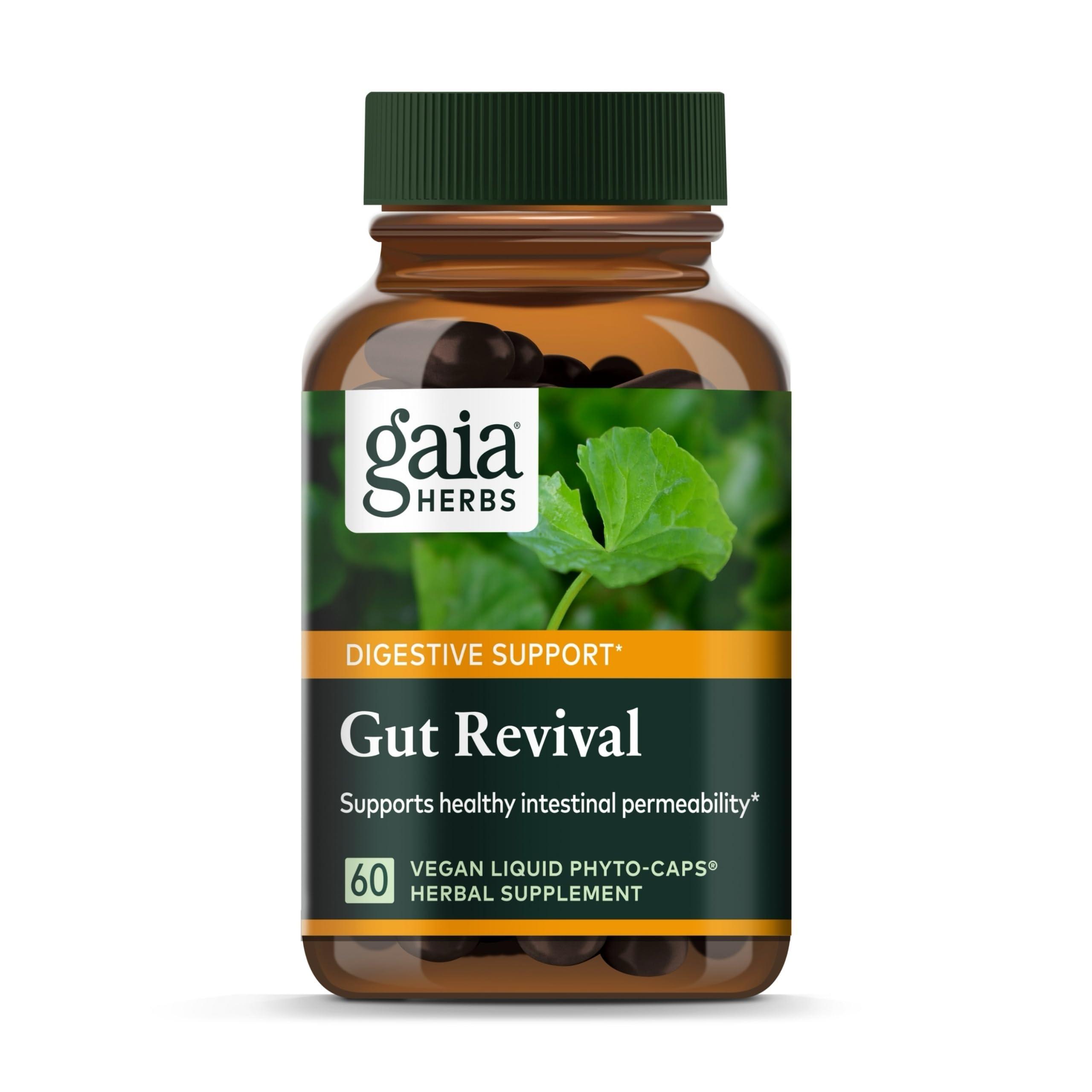 Gaia Herbs Gaia Herbs Gut Revival - Herbal Digestive Supplement to Support Gut Health - Made with Astragalus, Gotu Kola, Jujube & More - Free from Dairy, Soy & Gluten - 60 Vegan Capsules (60 Servings)
