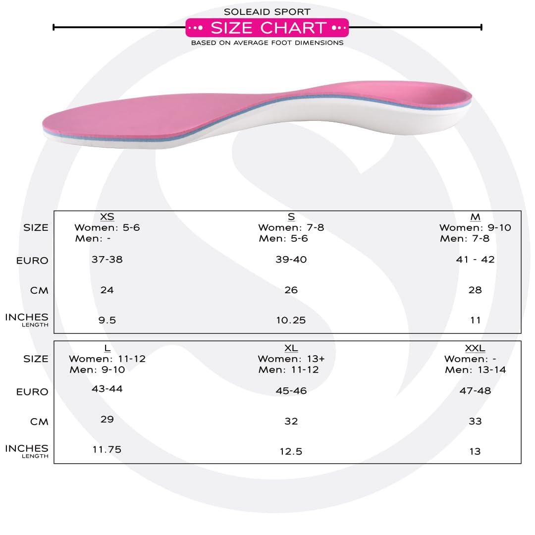 SoleAid SoleAid Sport XTI, 3-Layer Performance Insoles, Light Weight, Soft, High Rebound, Shock Absorbing, Anti-Friction, Full Length Foot Support (Men 7-8 / Women 9-10)