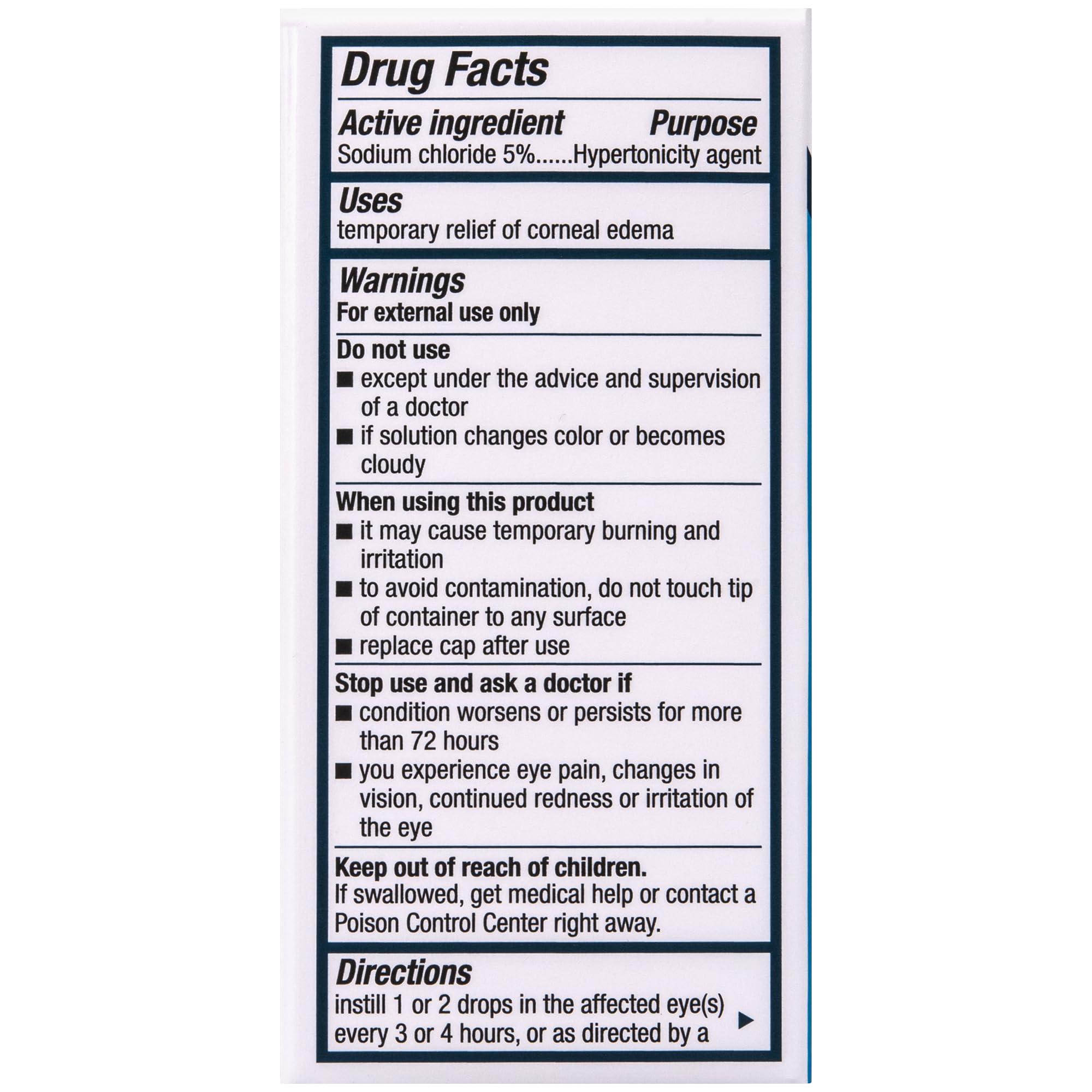 MUR0 Muro 128 Solution  Sodium Chloride Hypertonicity Ophthalmic Solution 5%, Temporary Relief of Corneal Edema, 0.5 fl oz (15 mL) (Pack of 2)