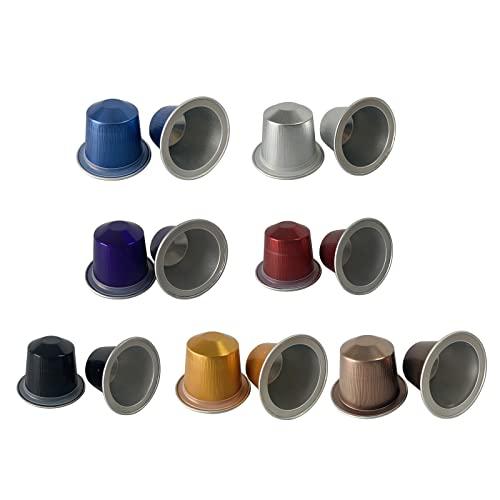 Muloo Muloo 100 Pieces Empty Coffee Capsule Cups Aluminum-Foil Coffee Capsule with Self Adhesive Seal Stickers Disposable Coffee Pods Coffee Capsule Gold