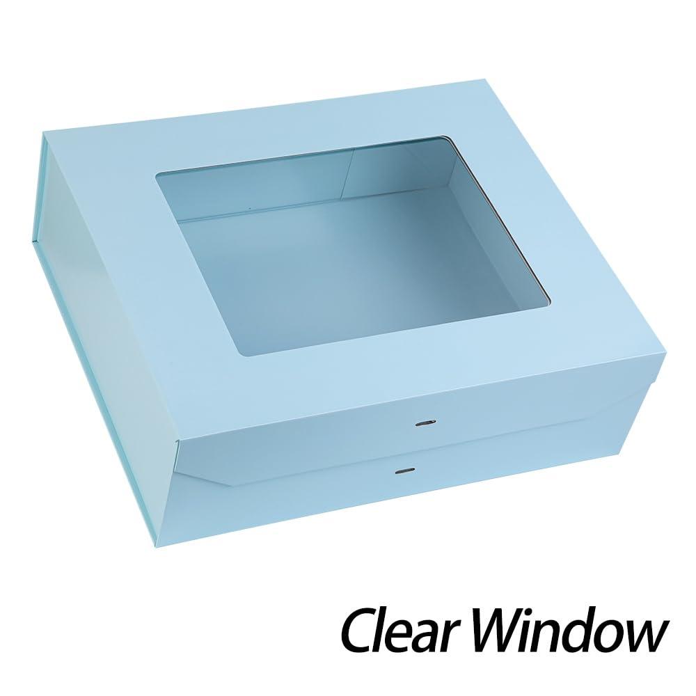 PLINJOY PLINJOY 3 Pcs Extra Large Blue Gift Box for Presents with Ribbon 19x16x6 Inches Clear Gift Box with Window Magnetic Closure Gift Boxes with Lids