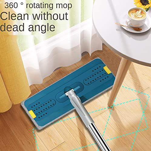 GRFIT Microfiber Mop Flat Squeeze Mop with Bucket 360 Rotating Hand Free Washing Floor Cleaning Mop Microfiber Pads Wet Dry Usage Home Wood Floor Cleaning Tile Floor Cleaning (Color : B-Bucket Mop 4pcs Pad