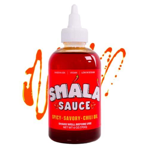Smala Sauce Smala Chili Oil Sauce - Tingly, Spicy, Savory, Umami - Perfect For Pizza, Meat, Veggies, Ramen, Noodles, Dumplings - Garlic, Onion, Sichuan Pepper - Made In USA - Vegan, Gluten Free (6 oz - 1 Pack)