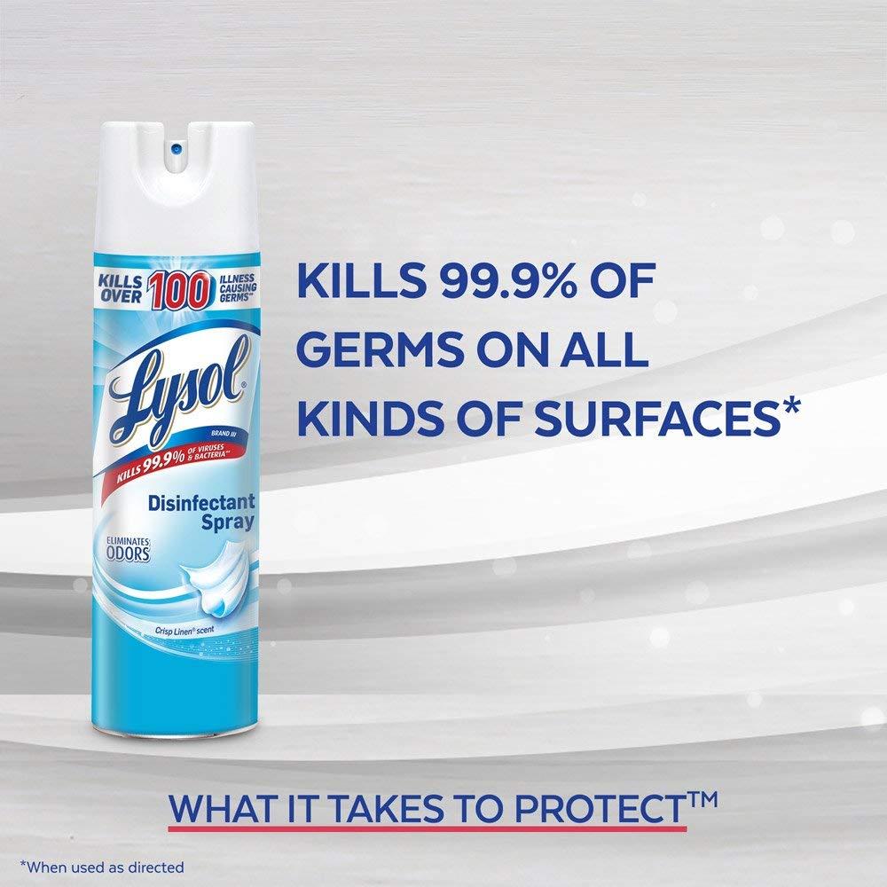 Lysol Lysol Disinfectant Spray, Crisp Linen, 19 Ounce (Pack of 12)