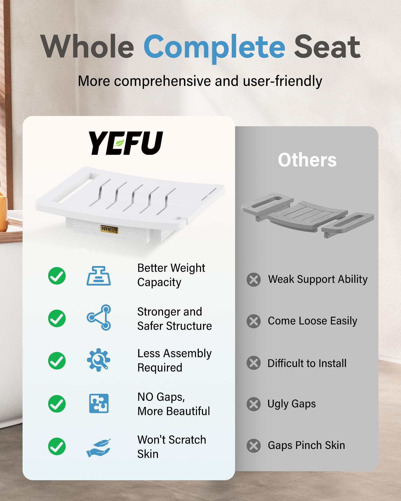 YEFU Elderly Shower Chair for Inside Shower: Shower Stool Waterproof Plastic White Small for Shaving Legs Bathtub Small Spaces - Shower Bench Seat for Adults Seniors Disabled