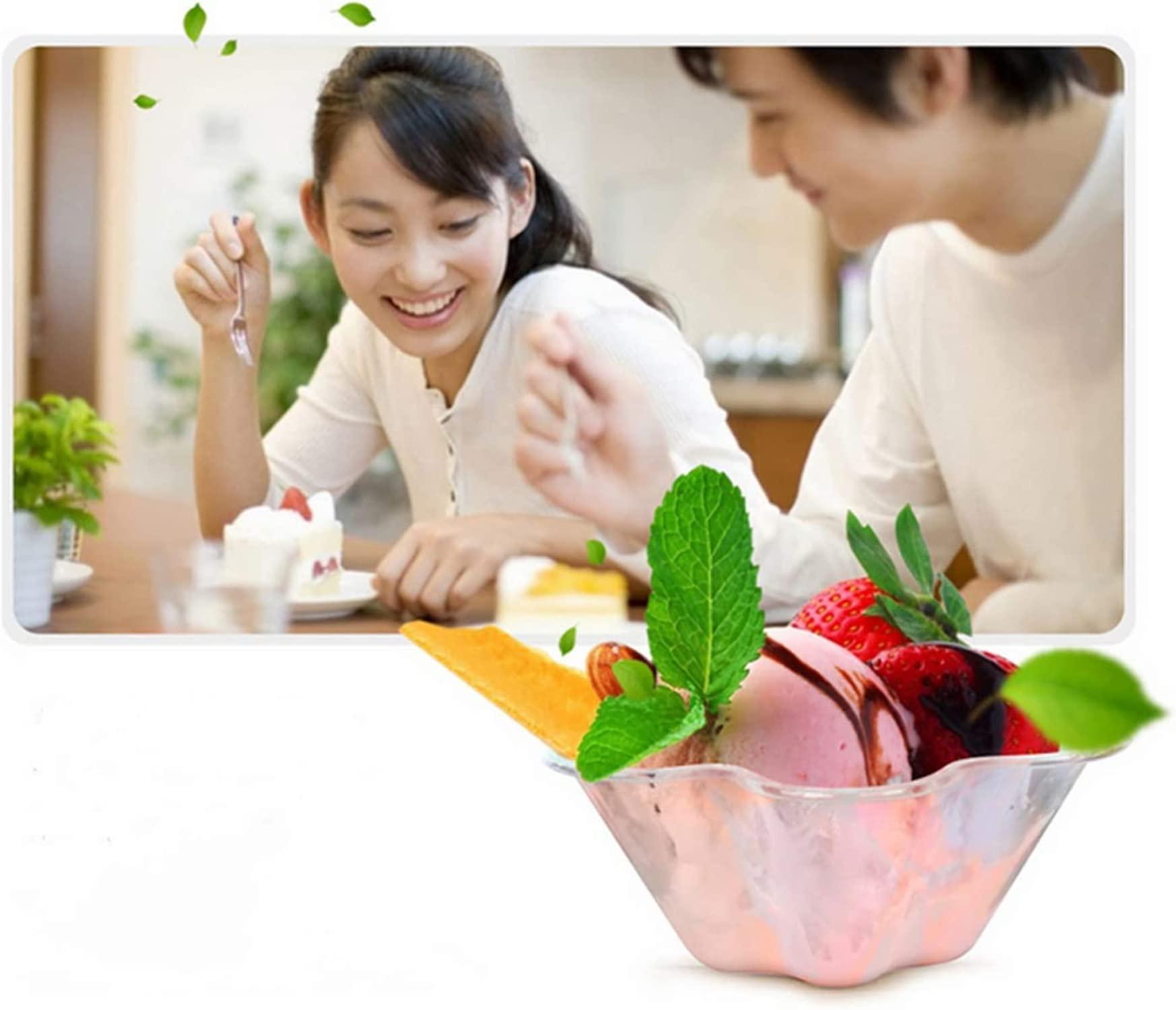 Minsily Minsily 50 Pack Clear Plastic Dessert Bowls 8 oz Disposable Ice Cream Cups Flower Parfait Cups Sample Serving Bowls Plastic Dessert Cups Sundae Snack Fruit Salad Bowl Appetizers Cup for Holiday Party