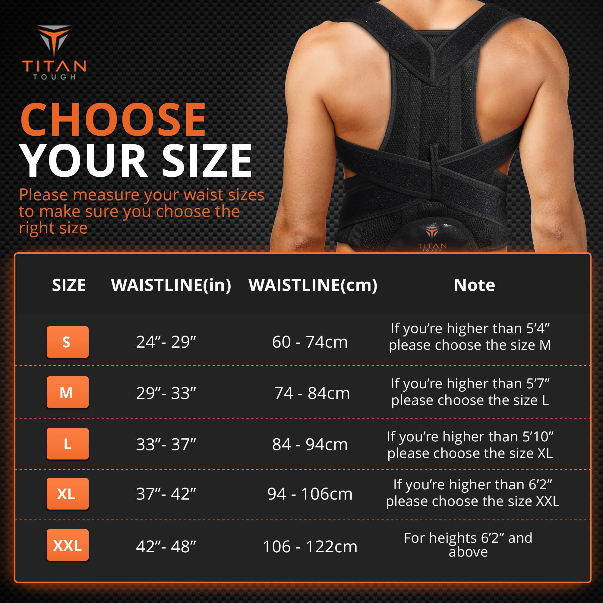 Titan Tough Titan Tough Posture Corrector for Men, Adjustable Mens Posture Corrector, Back Straightener, Correction, Support, Posture Brace for Women, Comfy Brace for Alignment (XXL)