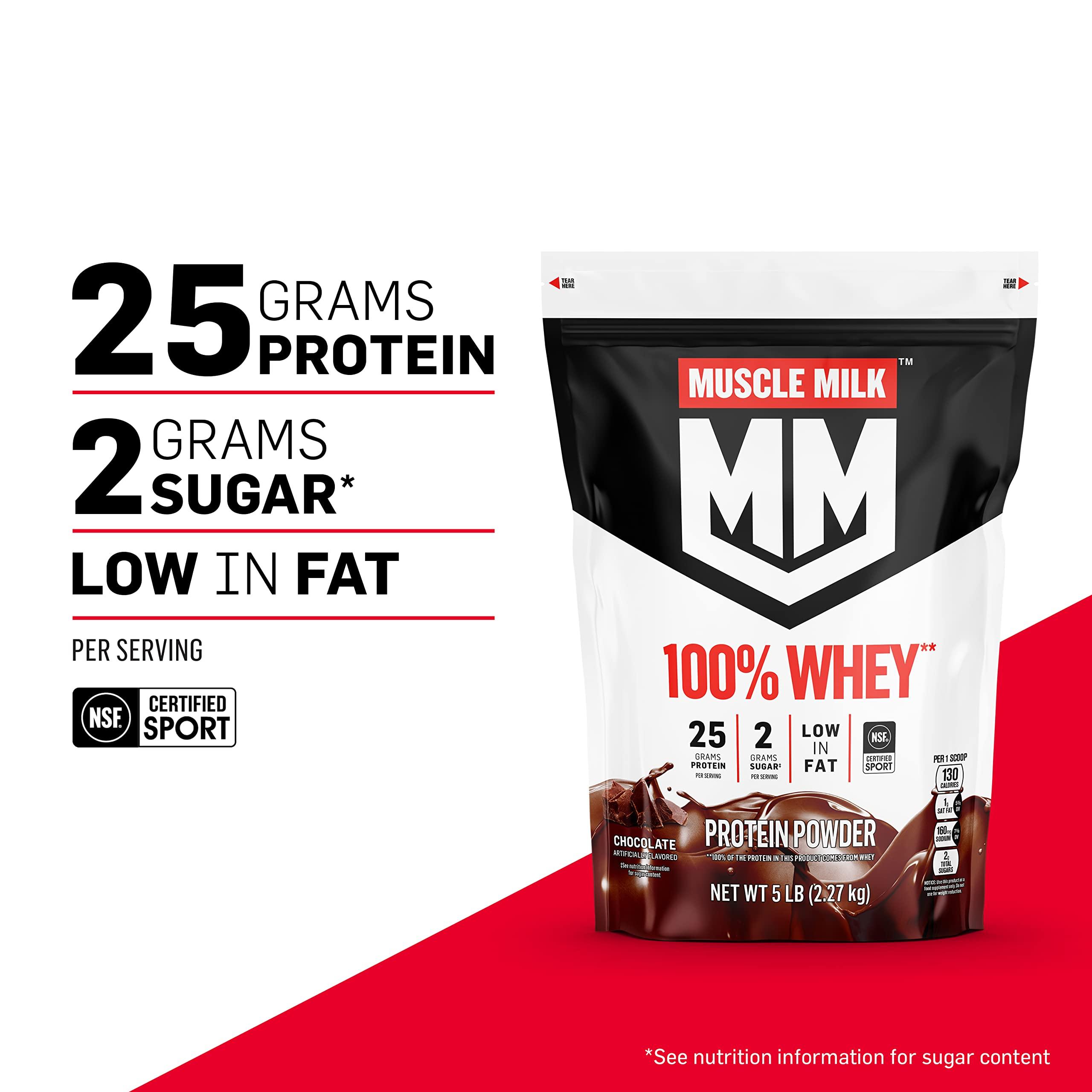 Muscle Milk Muscle Milk 100% Whey Protein Powder, Vanilla, 5 Pound, 68 Servings & Pro Advanced Nutrition Protein Shake, Intense Vanilla, 11.16 Fl Oz (12 Pack)