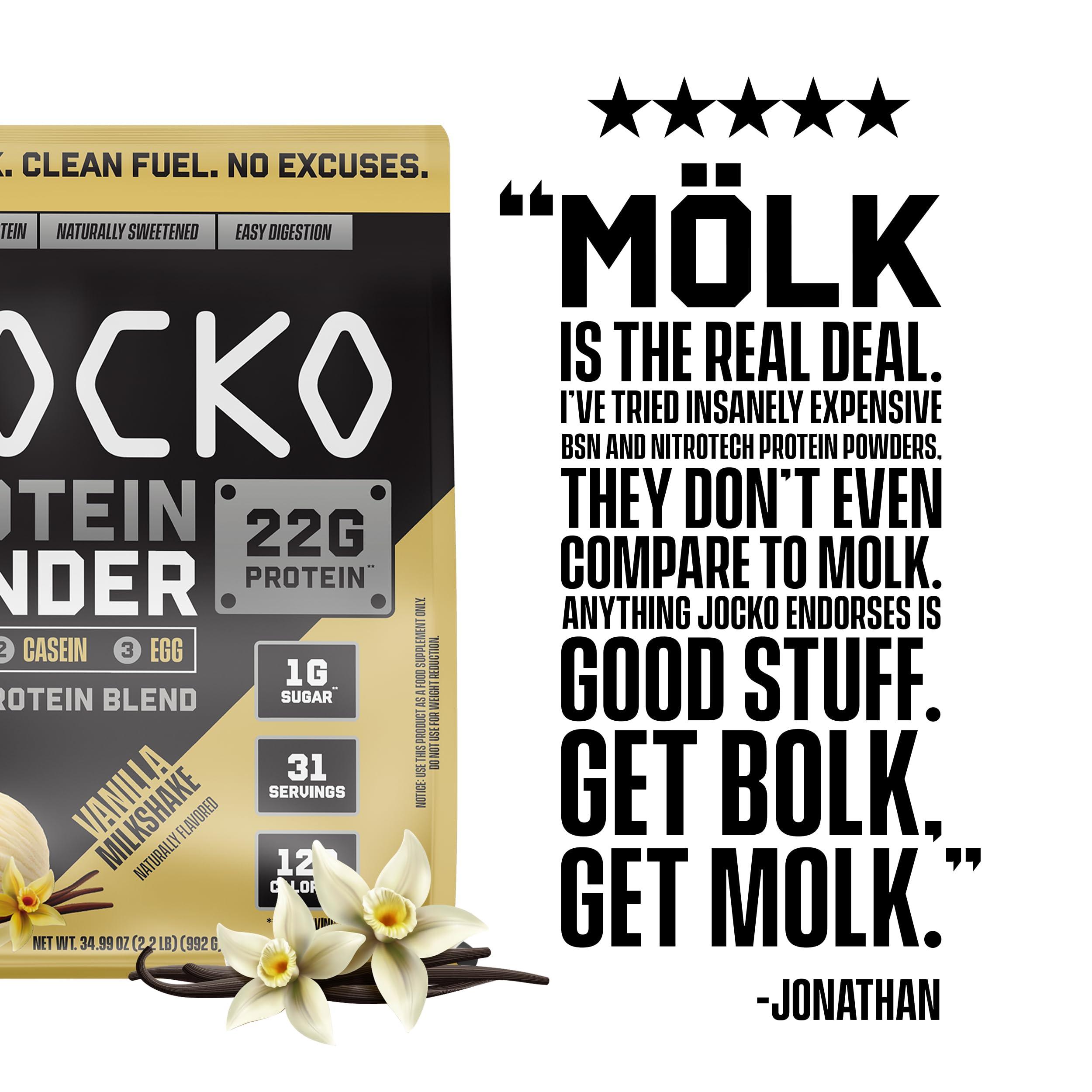 Jocko Fuel Jocko Mlk Whey Protein Powder 22g Protein - Low Sugar Monk Fruit Blend - Muscle Recovery & Growth, Packaging May Vary (31 Servings, Vanilla Milkshake)