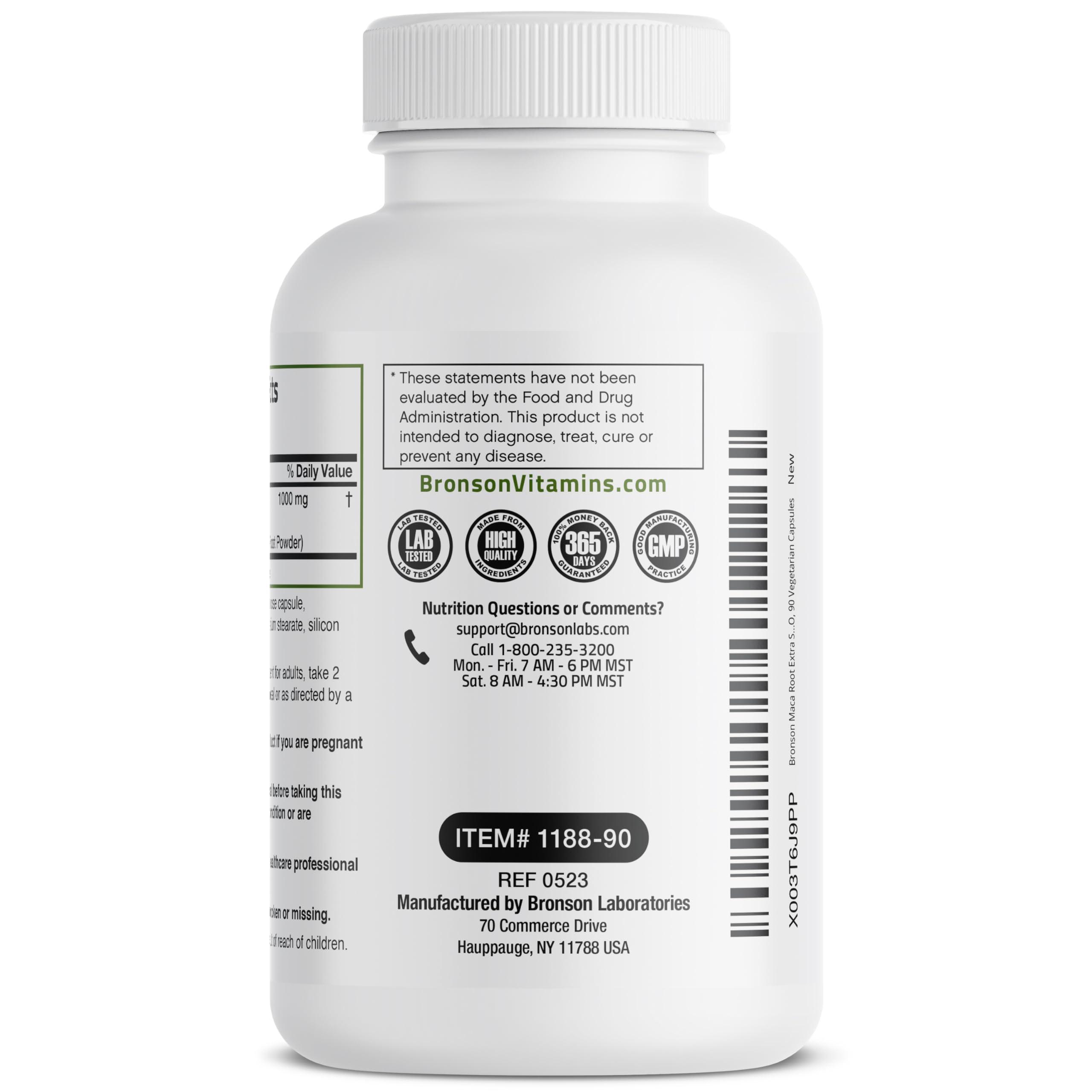 Bronson Bronson Maca Root Extra Lepidium Meyenii, Non-GMO, 90 Vegetarian Capsules