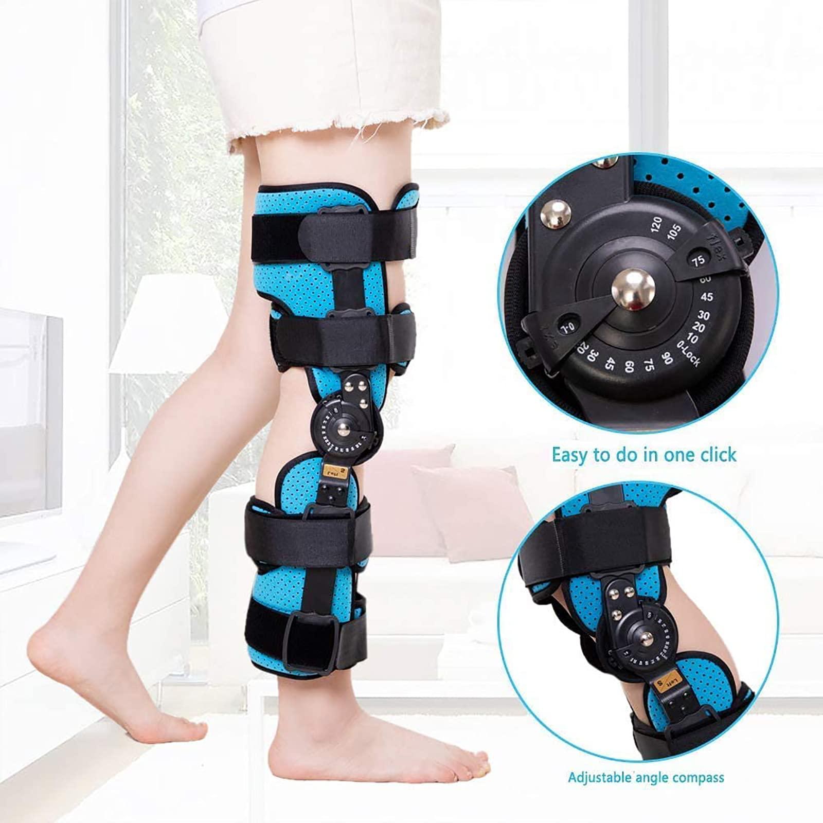 HDGRNCC HDGRNCC Knee Orthosis Immobilizer, Adjustable Hinged Knee Brace Splint Stabilizer ROM Knee Support for ACL Arthritis Meniscus Tear Ligament Injury for Leg Post-Op Fracture