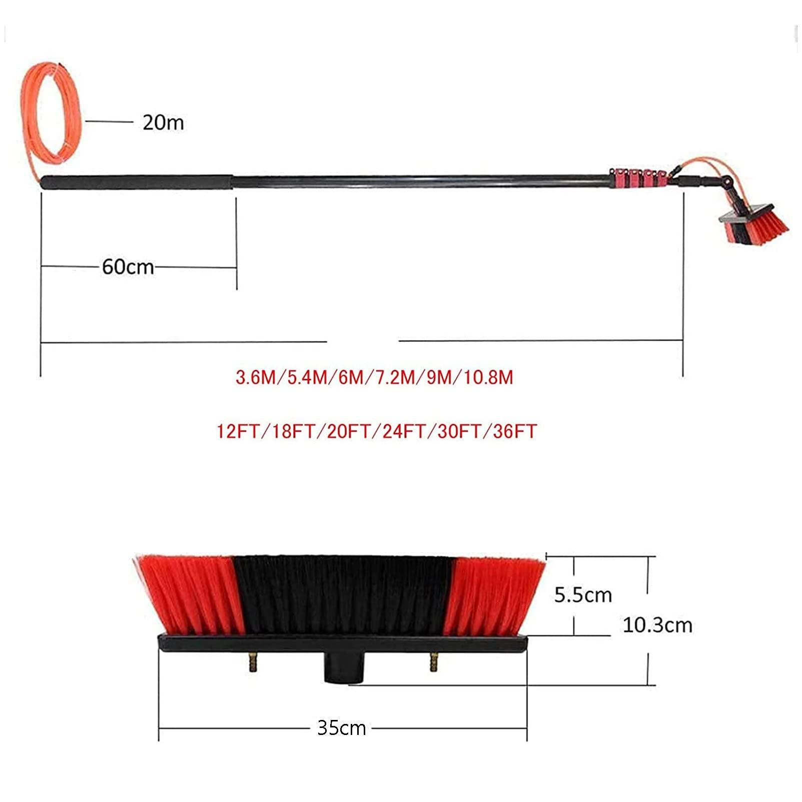 SHENUZ Water Fed Pole for Window & Solar Panel Telescopic Extension Pole Window Cleaning Kit with 4-Hole Water Fed Brush,29FT/9M