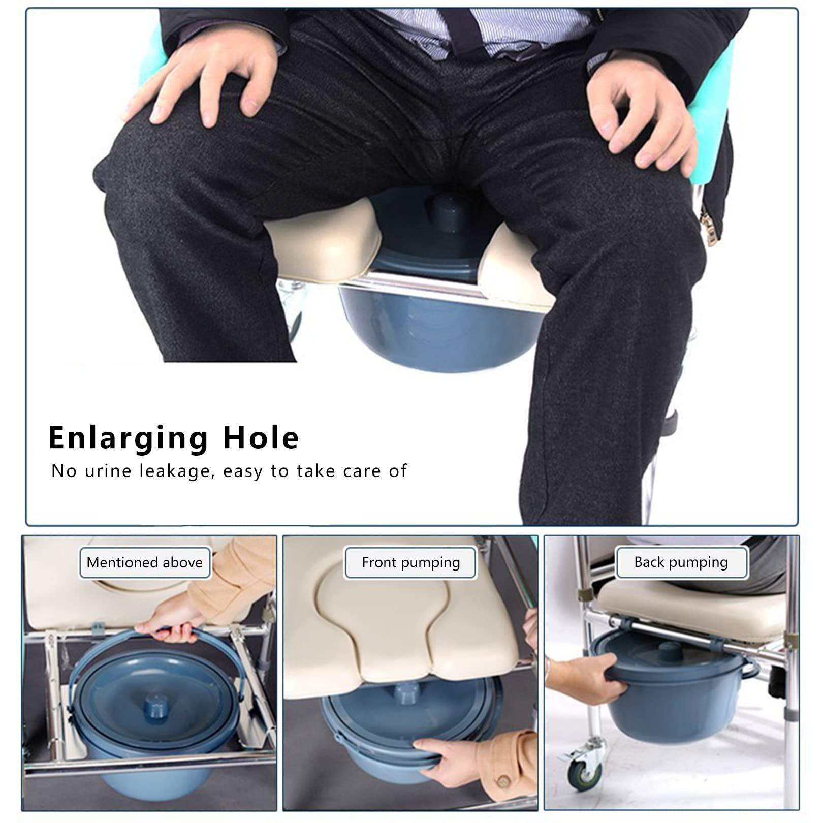 RAGGZZ Shower Chair Medical Bedside Commode for Seniors, Portable Potty Chair with Back and Arms, Raised Toilet Seat Adjustable Toilet Safety Frame Supports up to 330 LBS