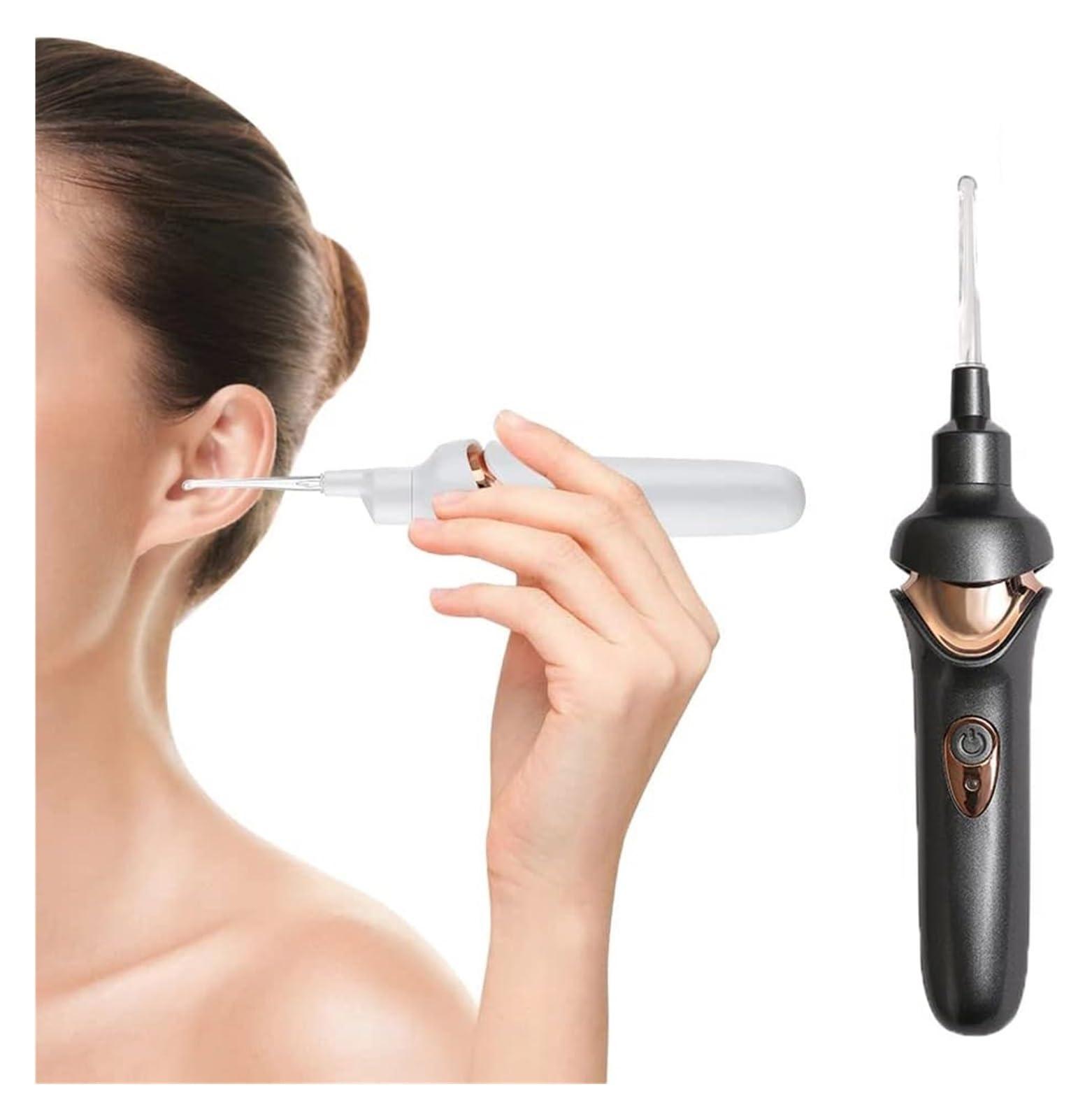 VEGIONE VEGIONE Ear Wax Remover Vacuum Cleaner Ear Wax Removal Painless Cleaning Tool, Ear Cleaning Device for Children and Adults, Earwax Cleaner with Light, (Color : Black Nero)